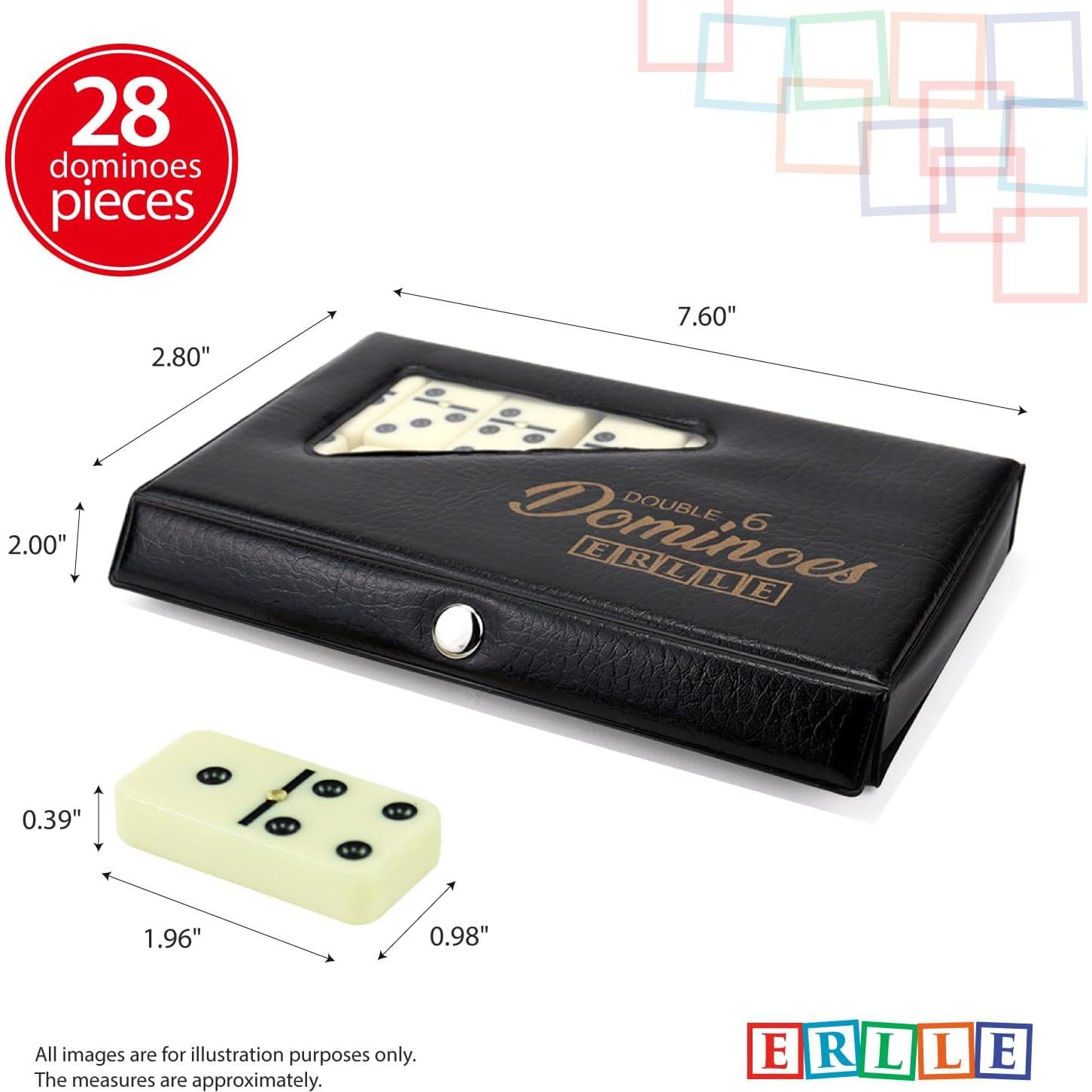 Juego de Damas Doble 6 ERLLE Premium con Estuche de Cuero