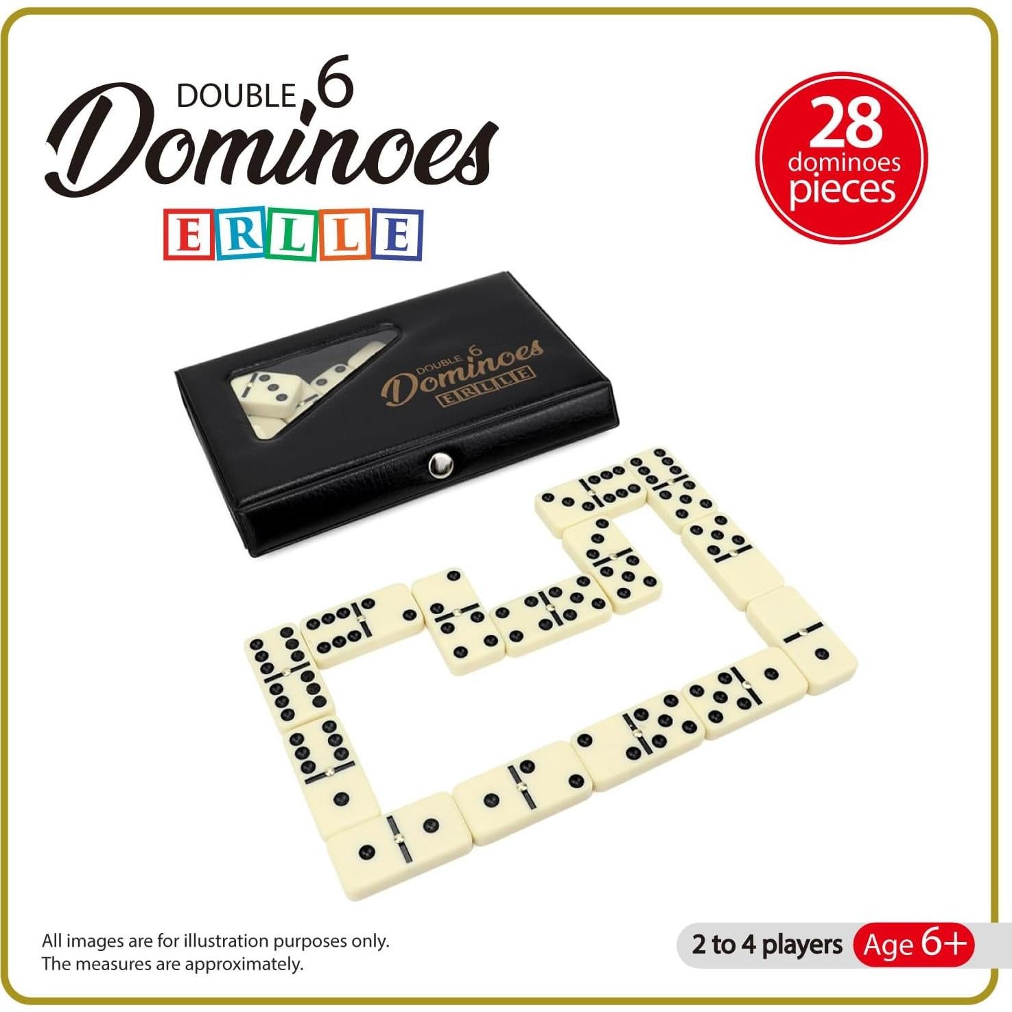Juego de Damas Doble 6 ERLLE Premium con Estuche de Cuero