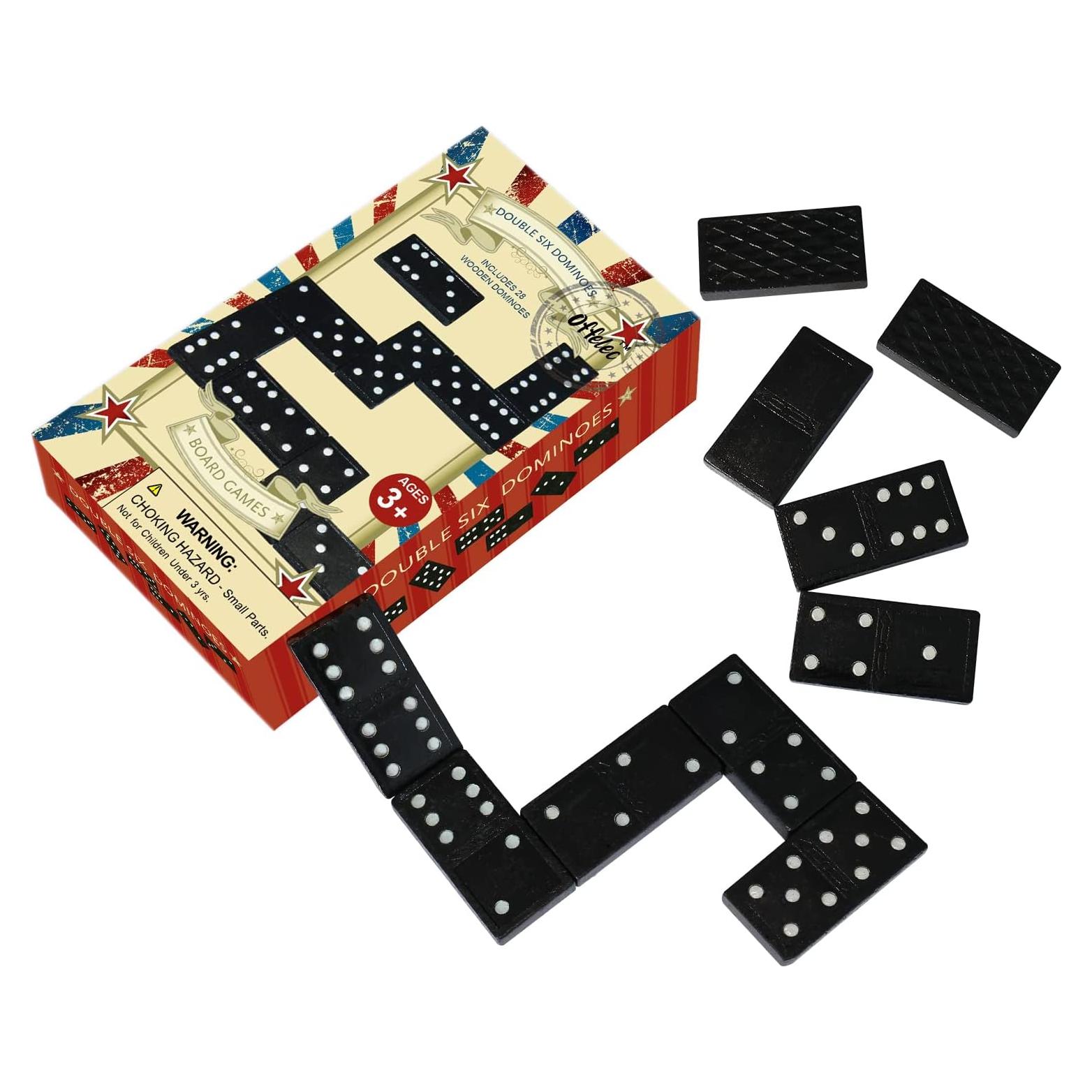 Juego de Damas Doble 6 de Madera Offelec - 28 Fichas