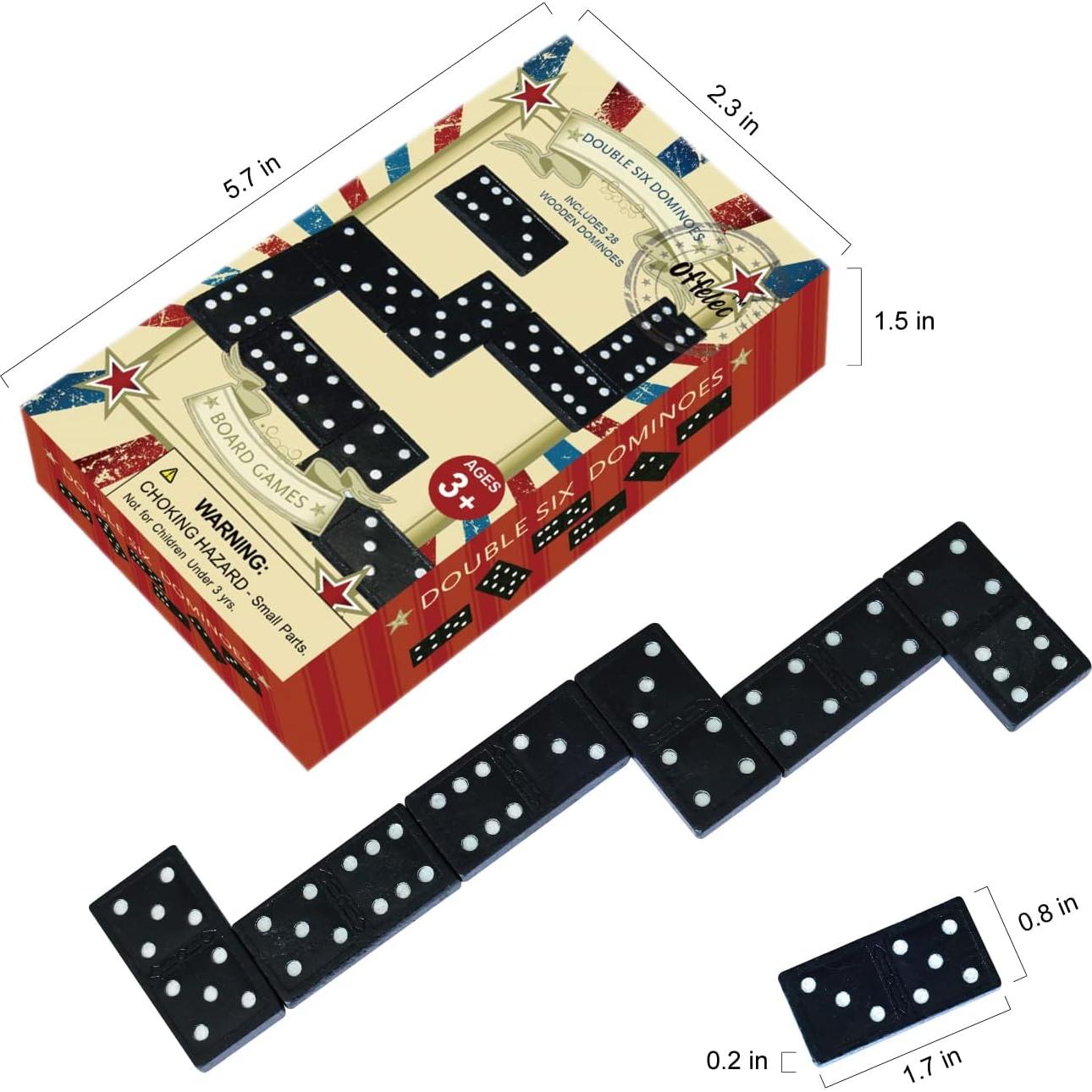 Juego de Damas Doble 6 de Madera Offelec - 28 Fichas