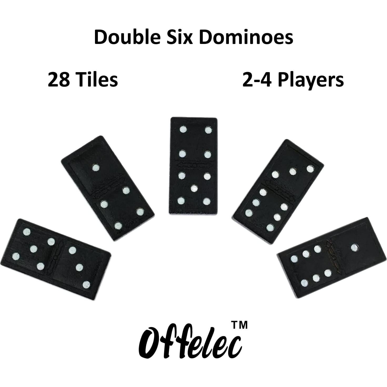 Juego de Damas Doble 6 de Madera Offelec - 28 Fichas