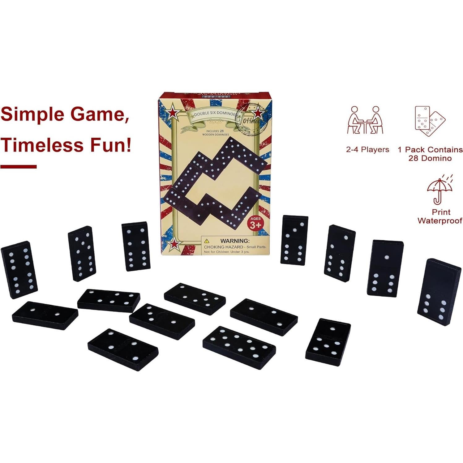 Juego de Damas Doble 6 de Madera Offelec - 28 Fichas