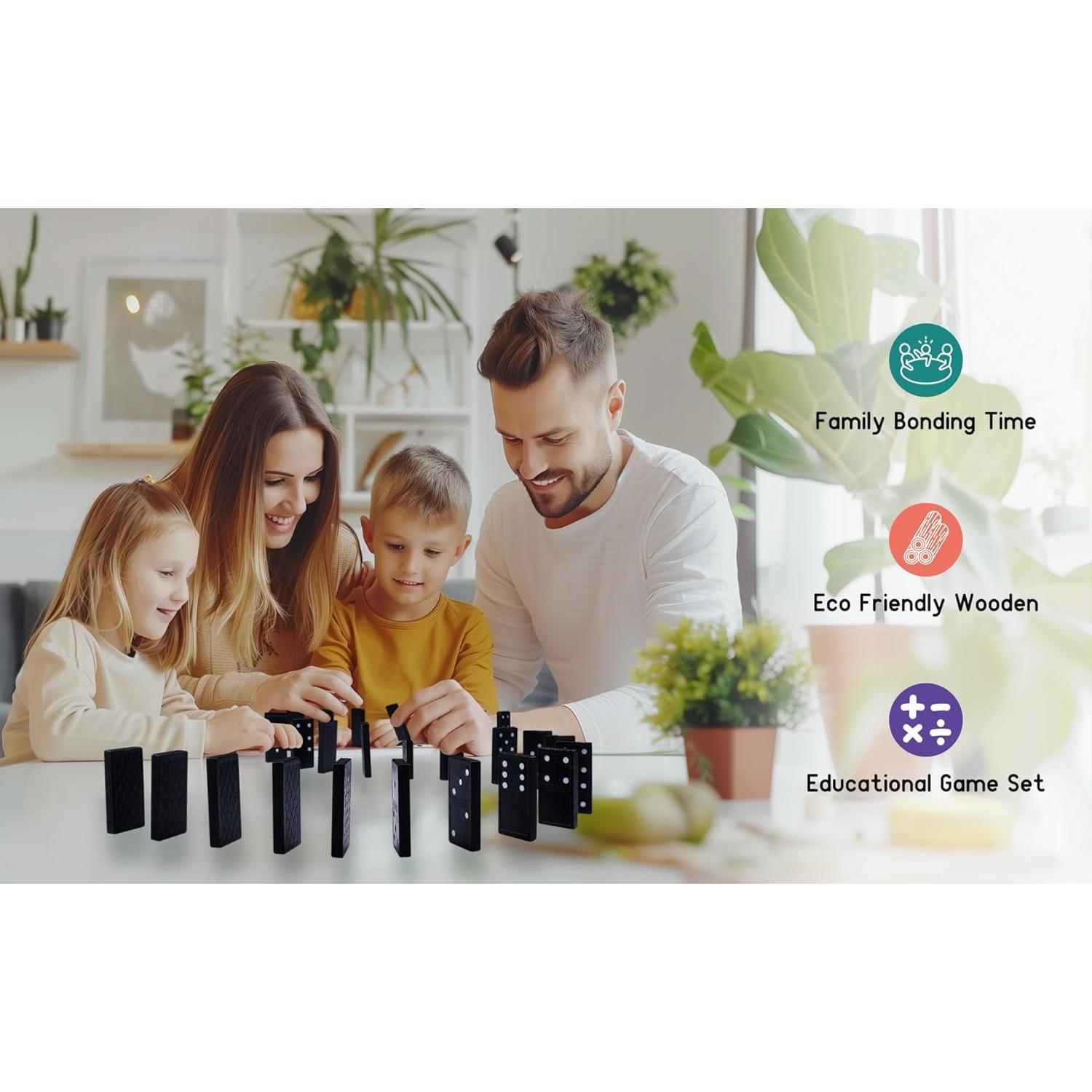 Juego de Damas Doble 6 de Madera Offelec - 28 Fichas