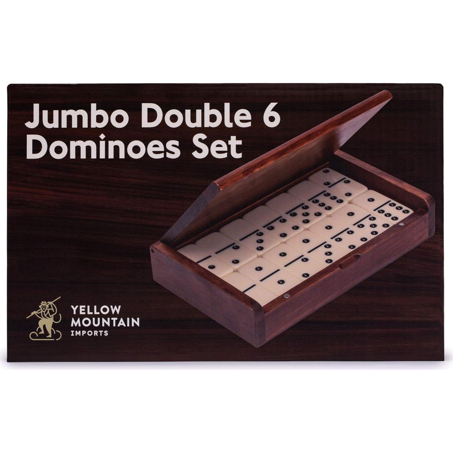 Juego de Dominó Doble 6 Jumbo Yellow Mountain - 28 Fichas con Caja de Madera