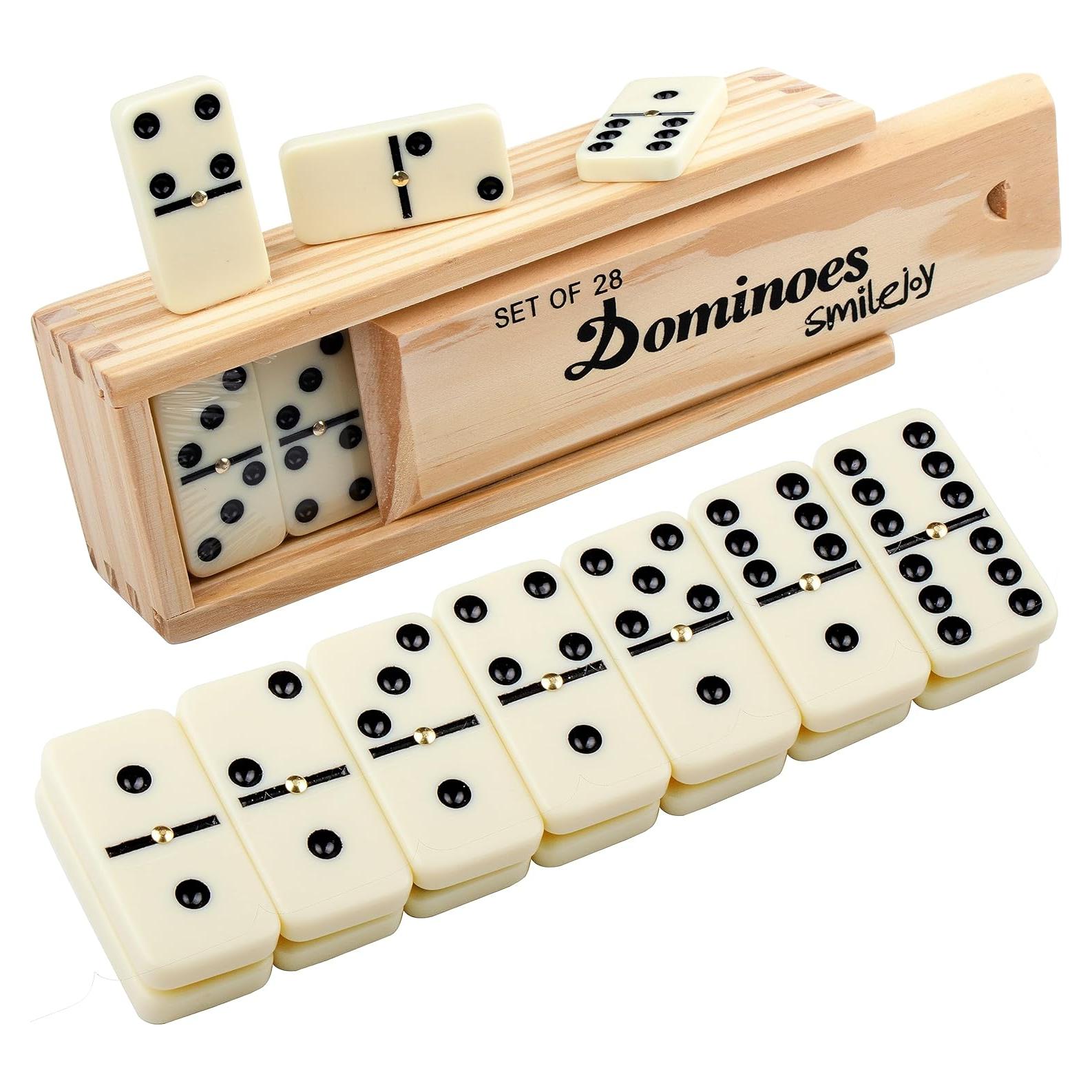 Juego de Dominó Doble 6 Smilejoy con Caja de Madera para 2 Jugadores
