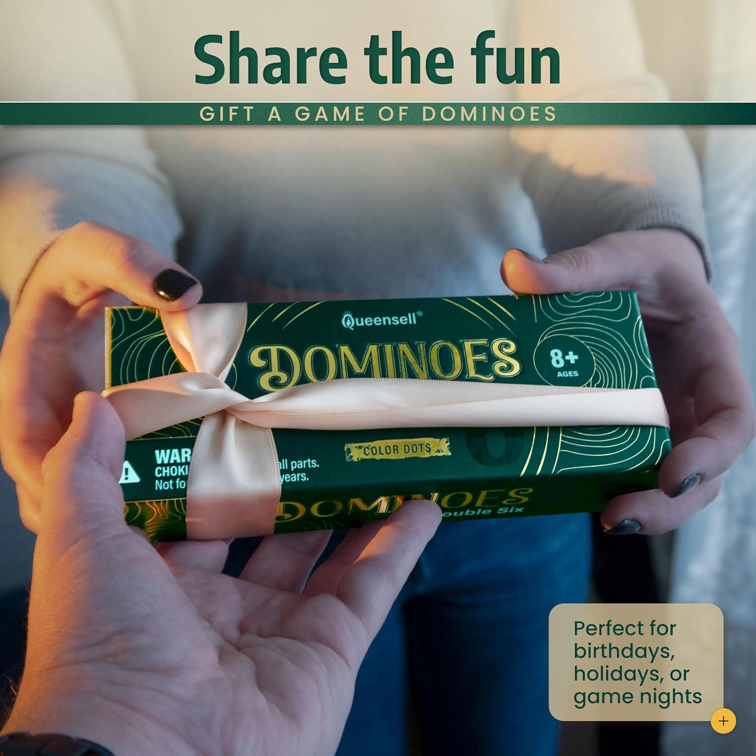 Juego de Dominó Doble 6 Queensell con 28 Fichas Coloridas