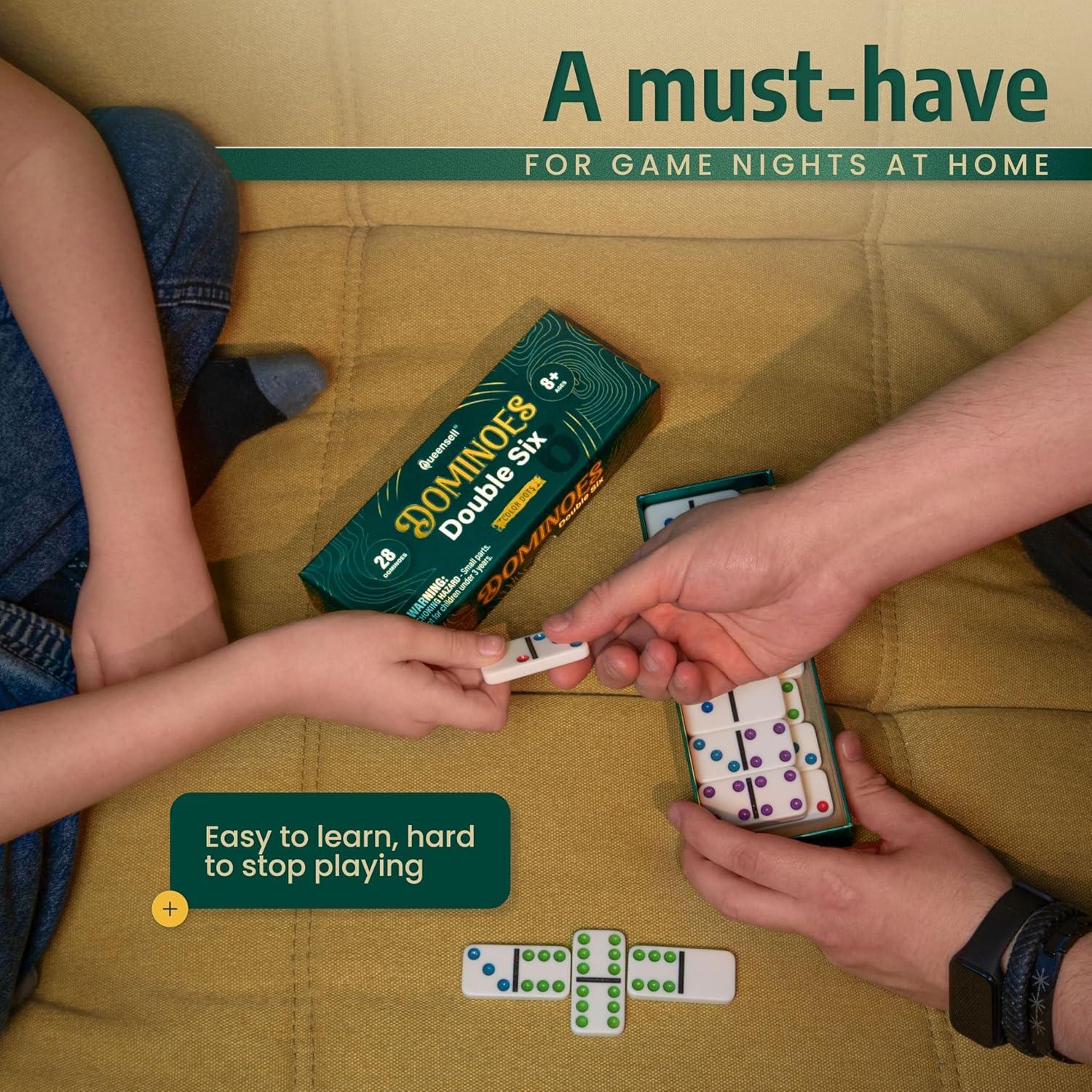 Juego de Dominó Doble 6 Queensell con 28 Fichas Coloridas