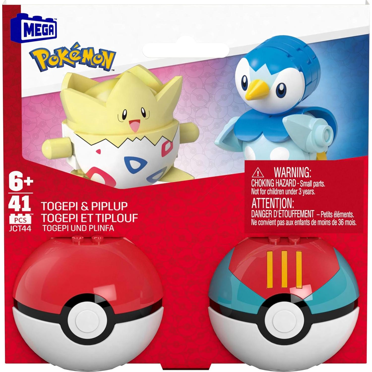 Figura de Acción MEGA Pokémon Togepi y Piplup con 41 Piezas