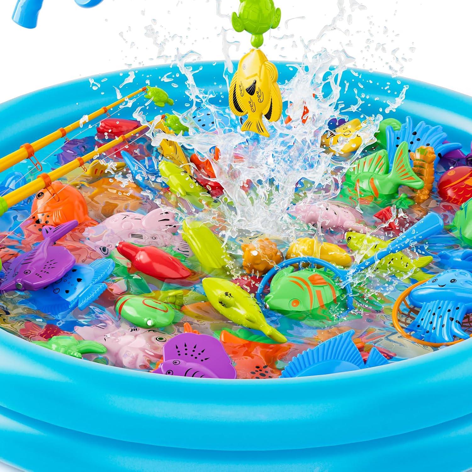 Juego de Pesca Magnética KUKUFUN con 44 Peces y Piscina