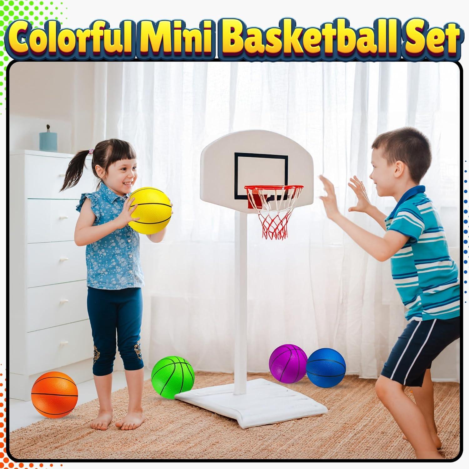 Juego de Mini Baloncesto Bedwina - 5 Balones 15 cm con Bomba