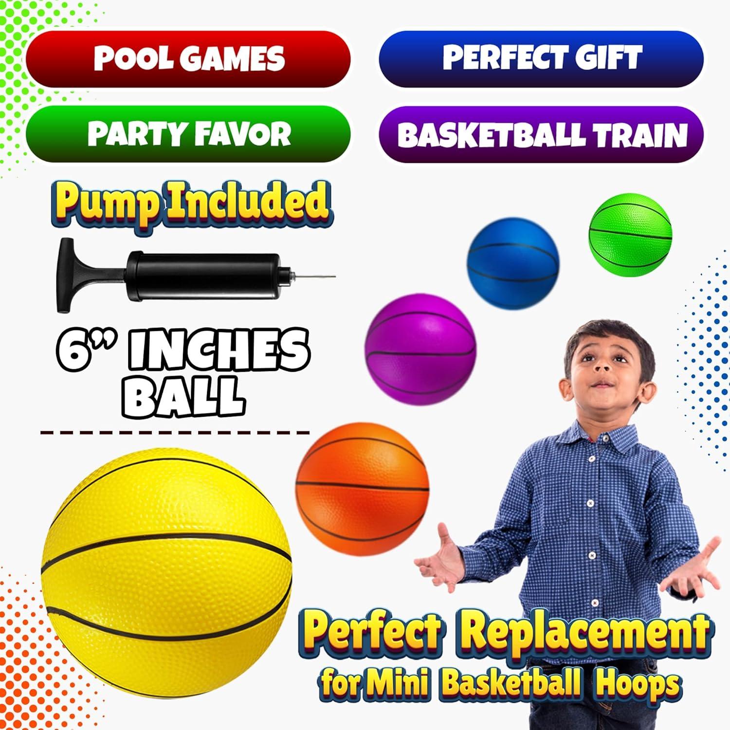 Juego de Mini Baloncesto Bedwina - 5 Balones 15 cm con Bomba