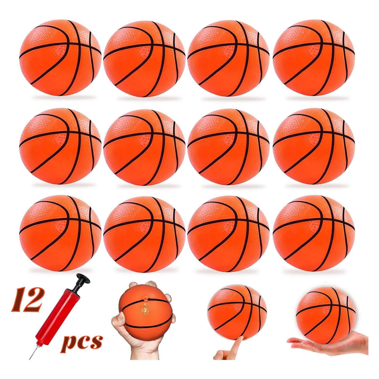 Hymaz Mini Balones de Baloncesto 4" - Paquete de 12 con Bomba
