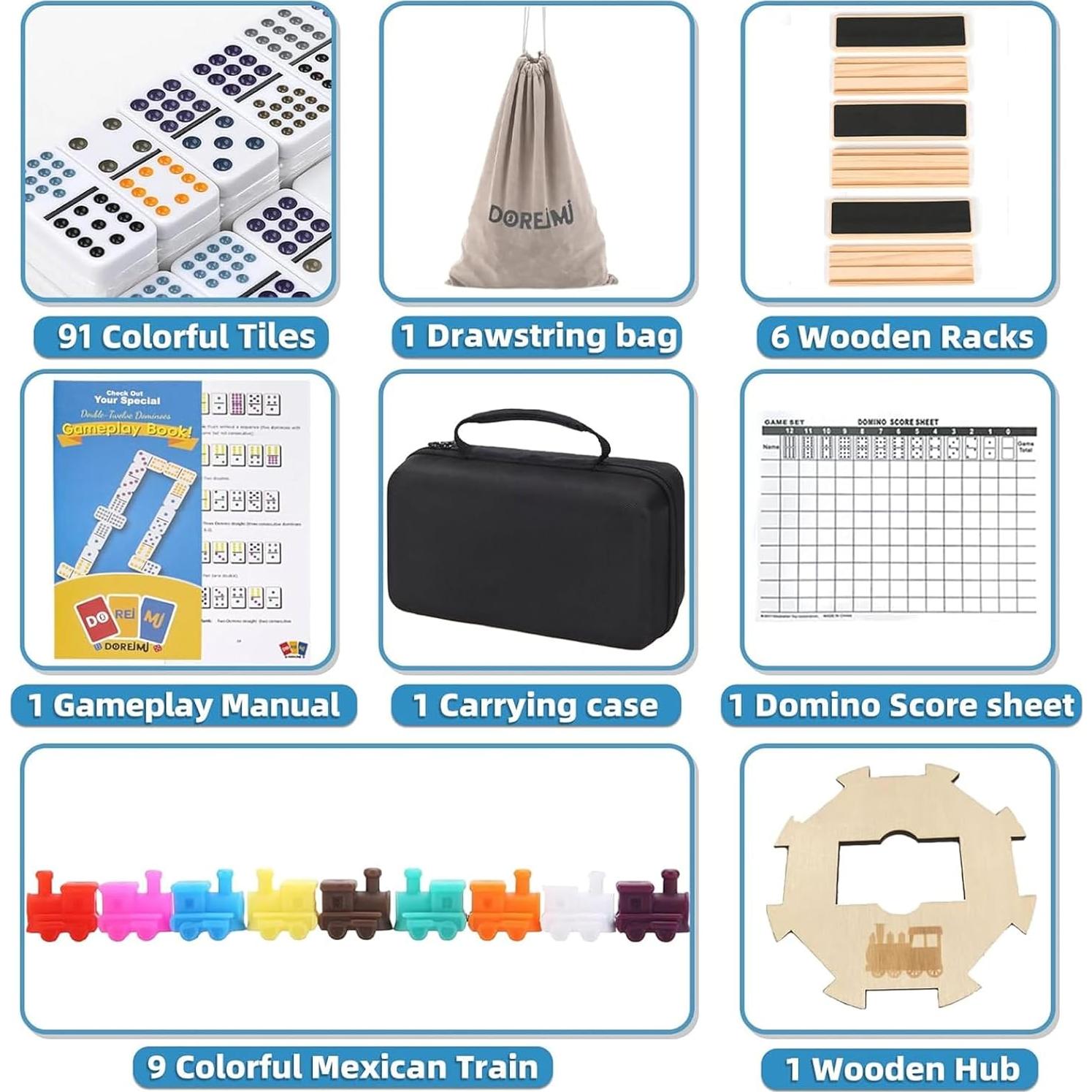 Juego de Dominó Mexicano Doreimi Doble 12 con 91 Fichas