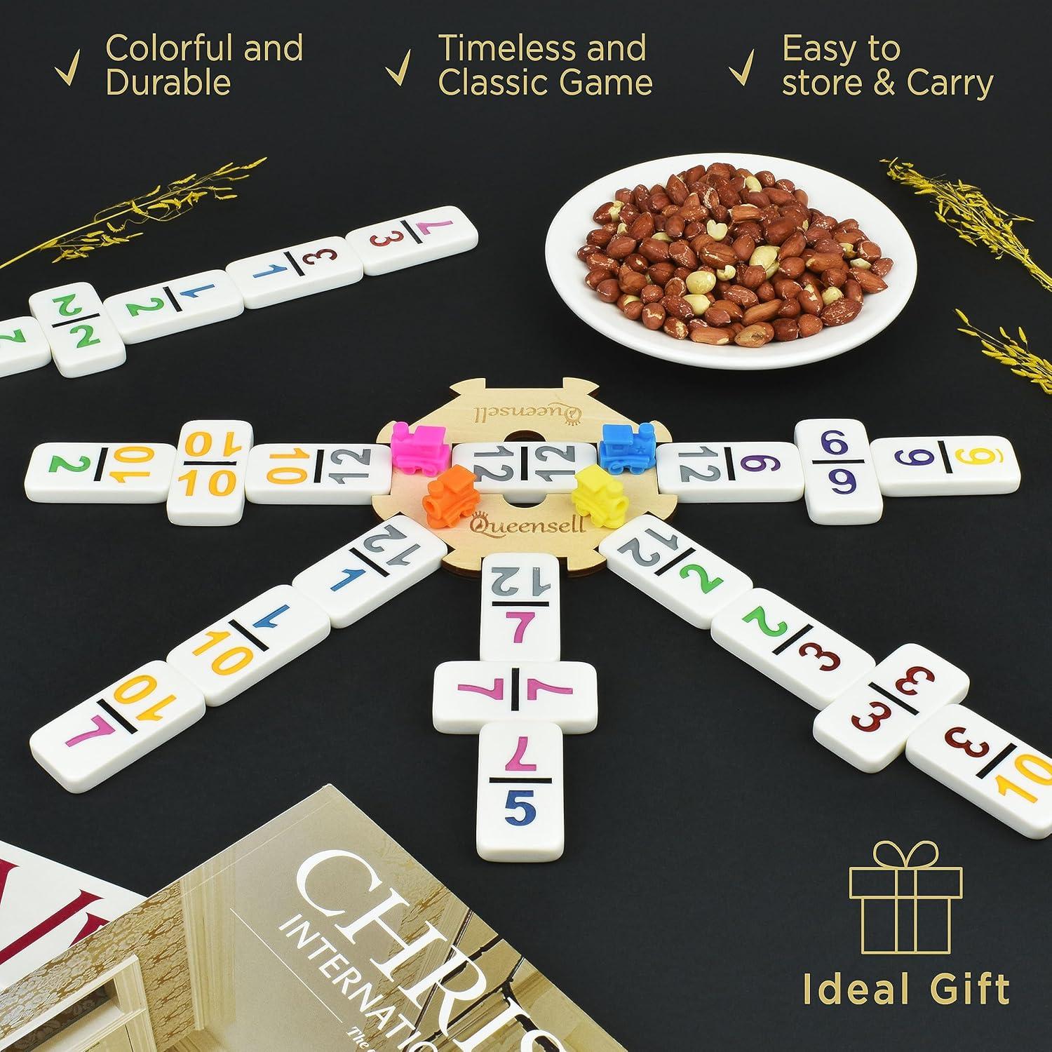 Juego de Dominó Mexicano Queensell Doble 12 con Estuche