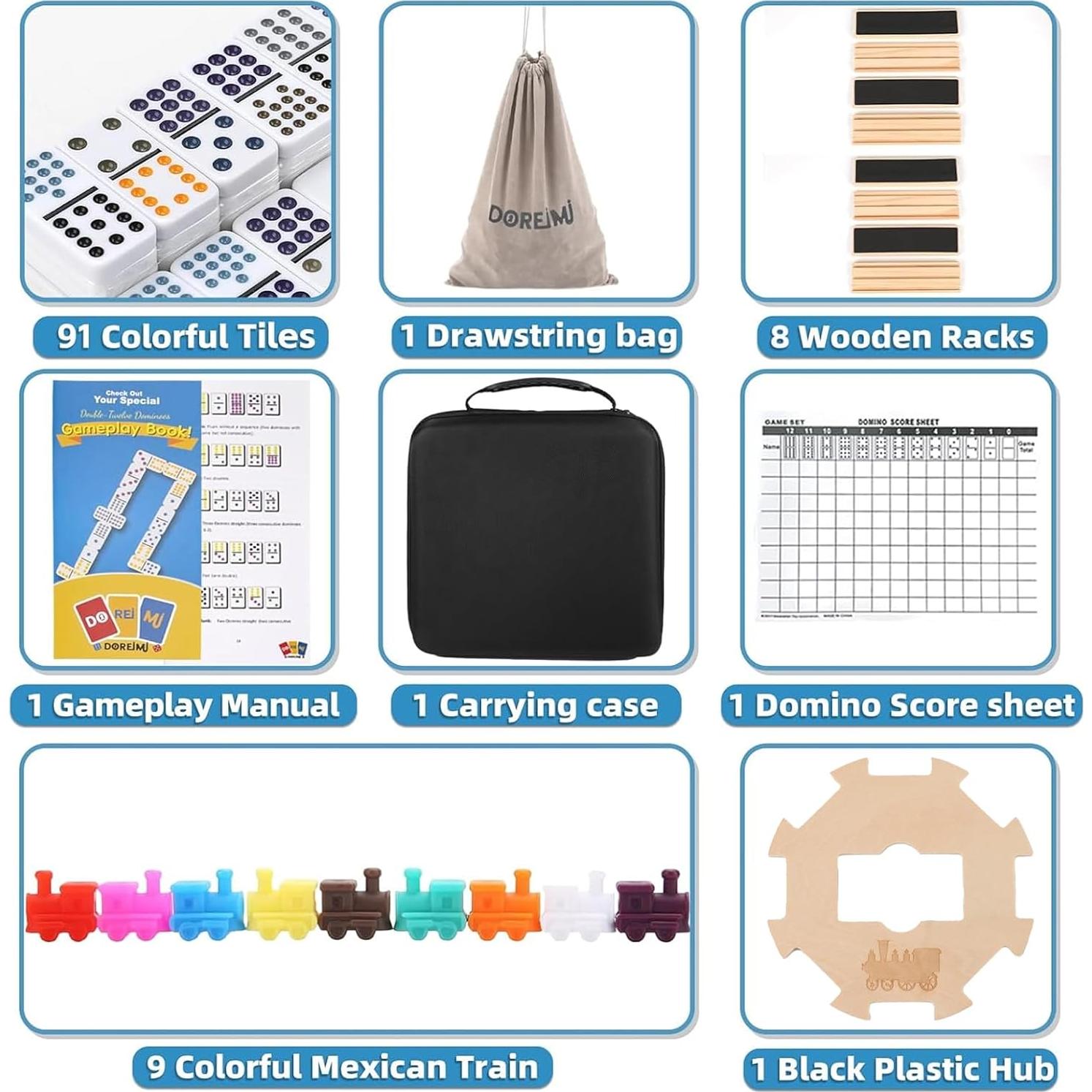 Juego de Dominó Mexicano Doreimi Doble 12 con 91 Fichas