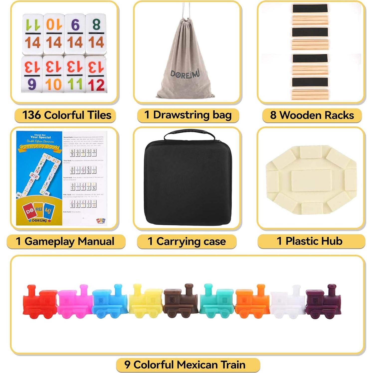 Juego de Dominó Mexicano Doreimi Doble 15 con 136 Fichas