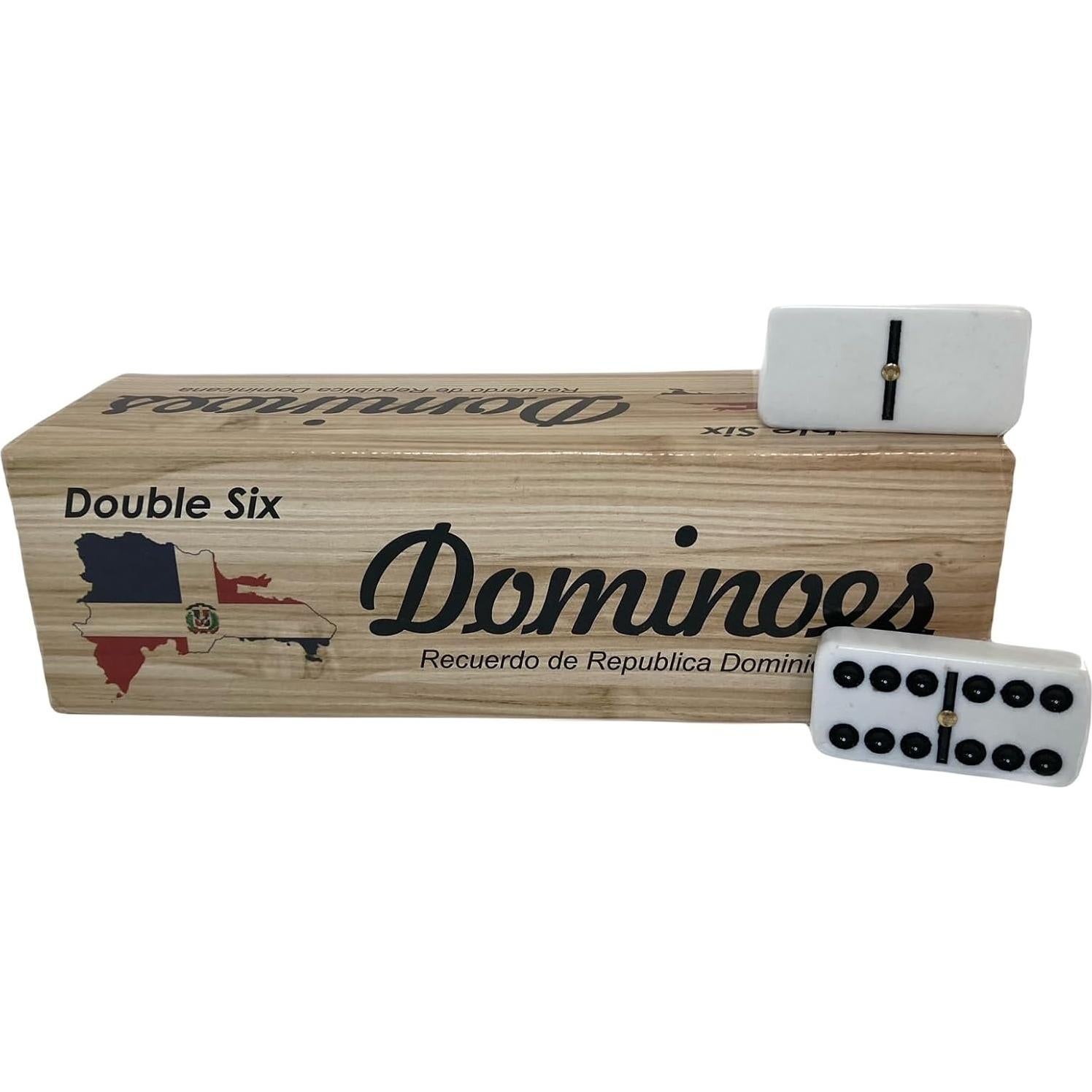 Dominó Doble Seis Caribe Asombroso con Mapa RD - Caja de Madera