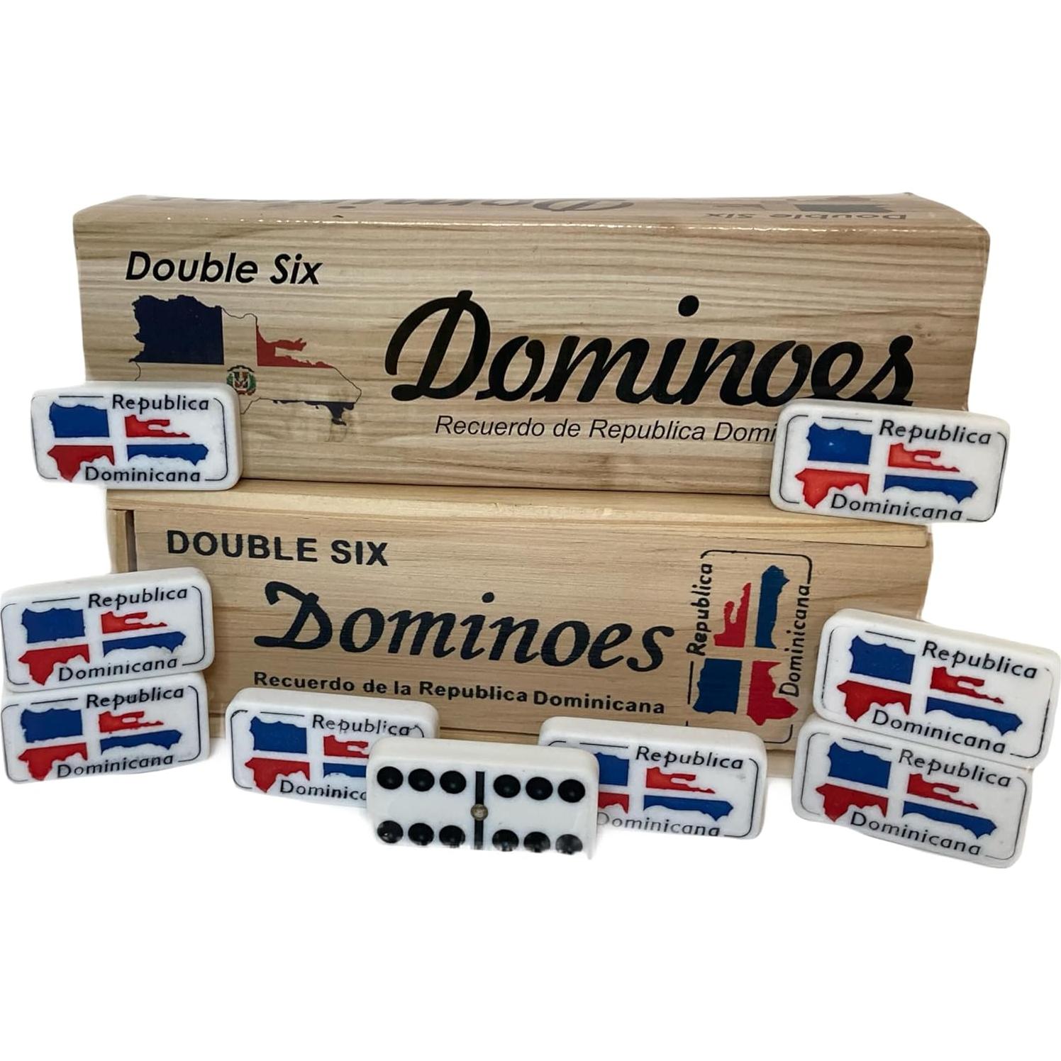Dominó Doble Seis Caribe Asombroso con Mapa RD - Caja de Madera