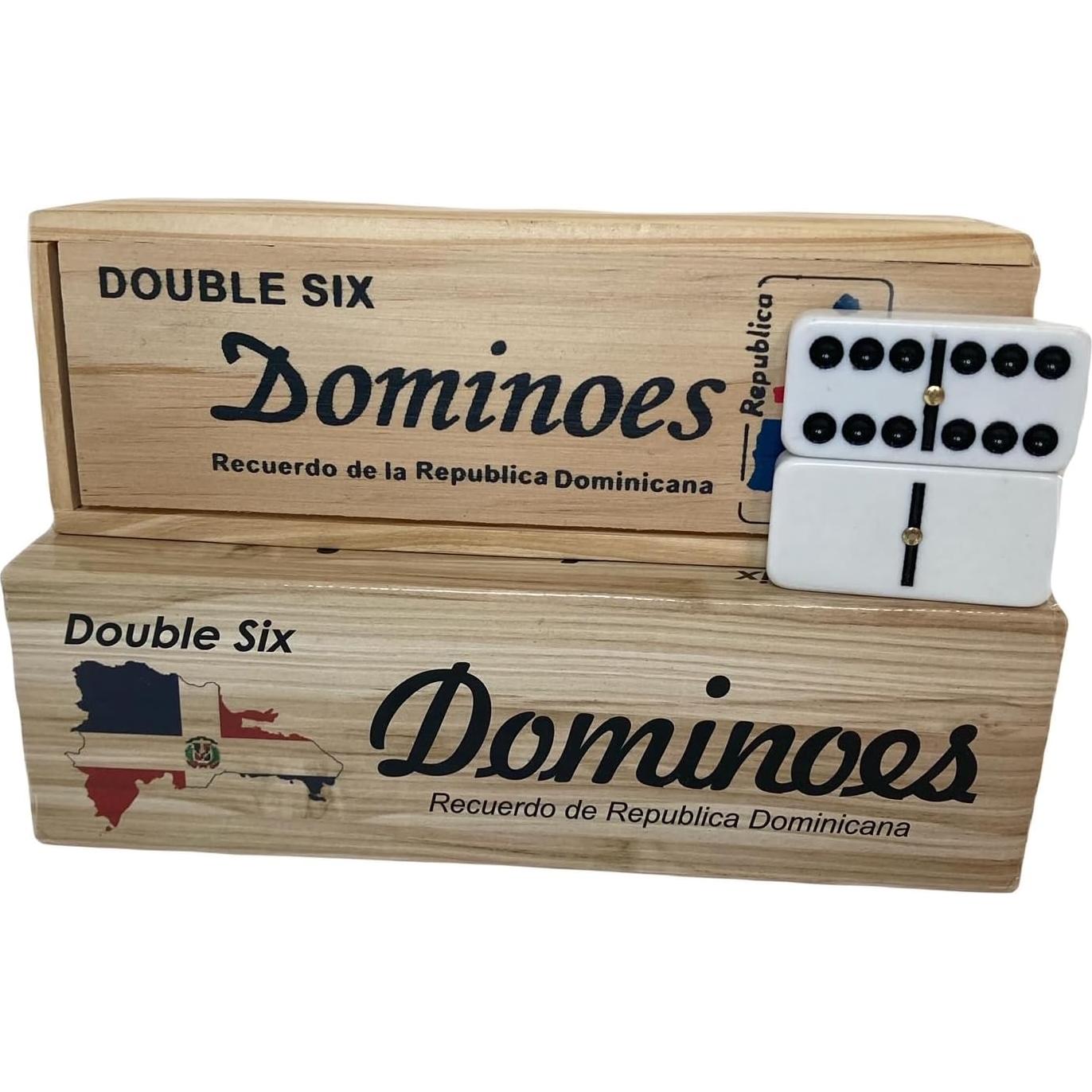 Dominó Doble Seis Caribe Asombroso con Mapa RD - Caja de Madera