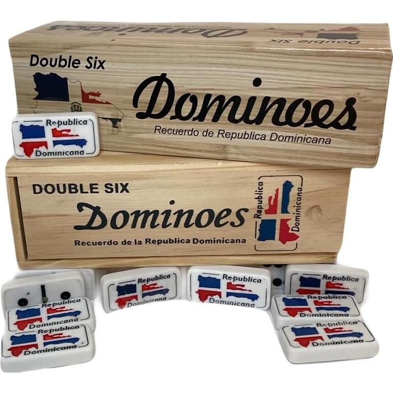 Dominó Doble Seis Caribe Asombroso con Mapa RD - Caja de Madera