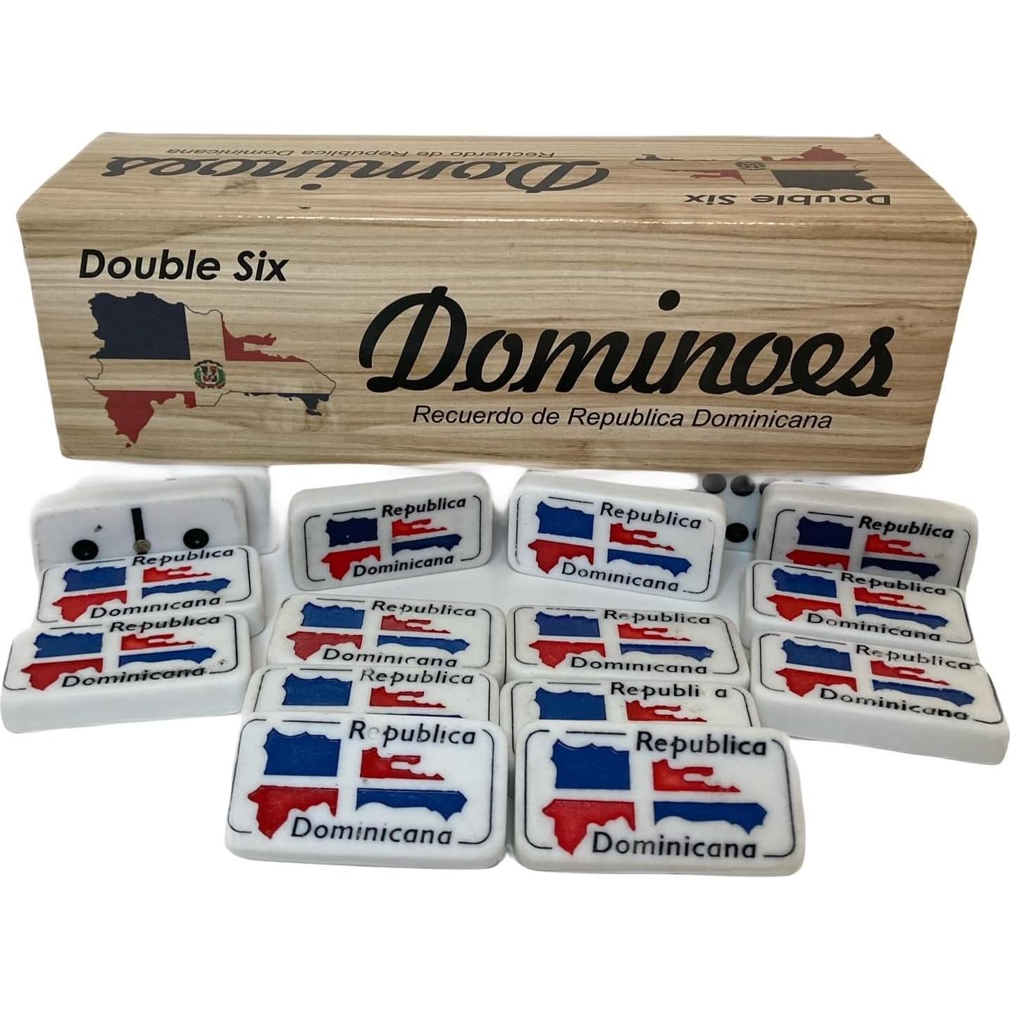Dominó Doble Seis Caribe Asombroso con Mapa RD - Caja de Madera