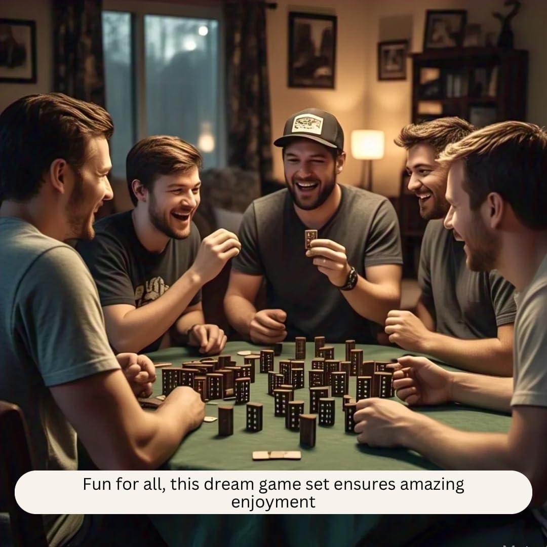 Juego de Dominó de Madera Hecho a Mano IECAP - Ébano Rústico 25.4x15.2 cm