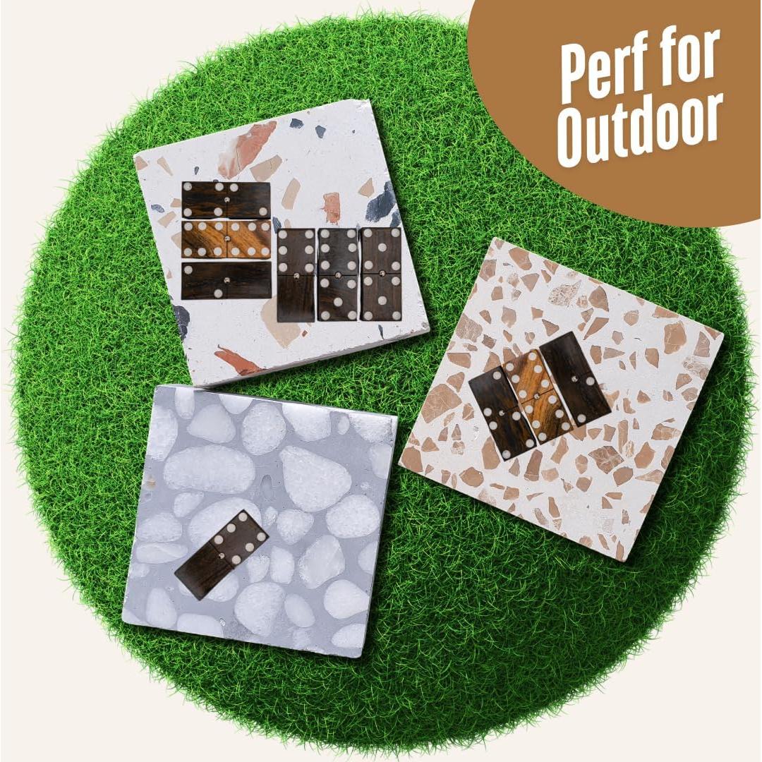 Juego de Dominó de Madera Hecho a Mano IECAP - Ébano Rústico 25.4x15.2 cm