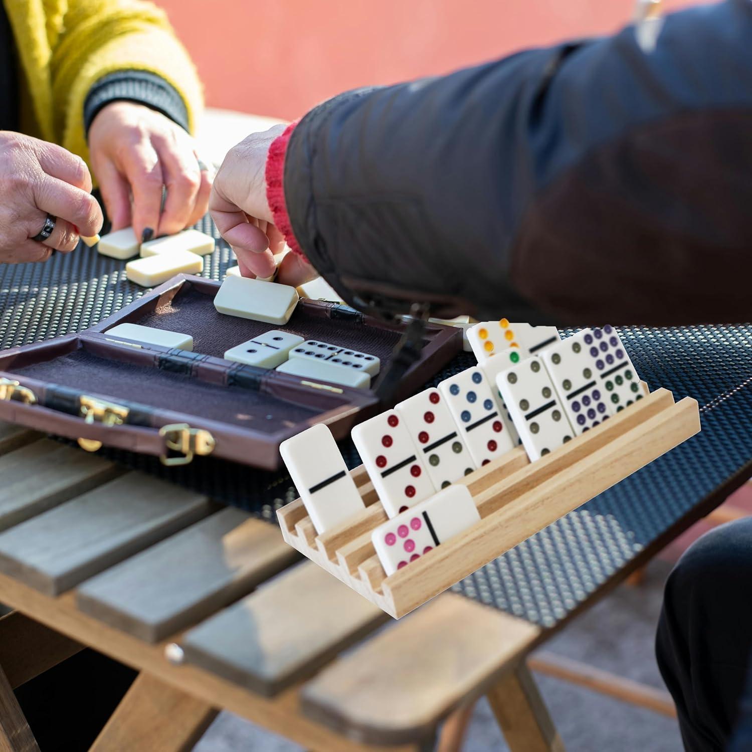 Juego de 8 Soportes de Dominó de Madera DNB - 5 Ranuras