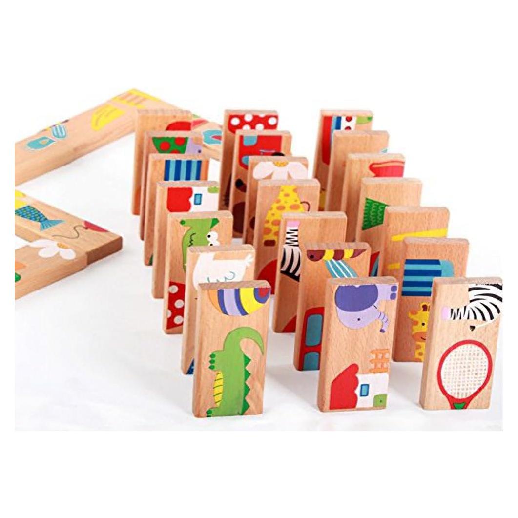 Juguete Educativo de Madera GracesDawn 28 Piezas Dominó