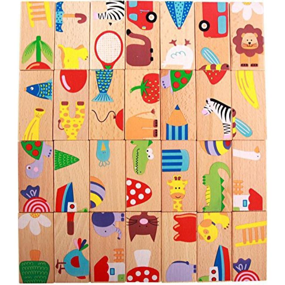 Juguete Educativo de Madera GracesDawn 28 Piezas Dominó