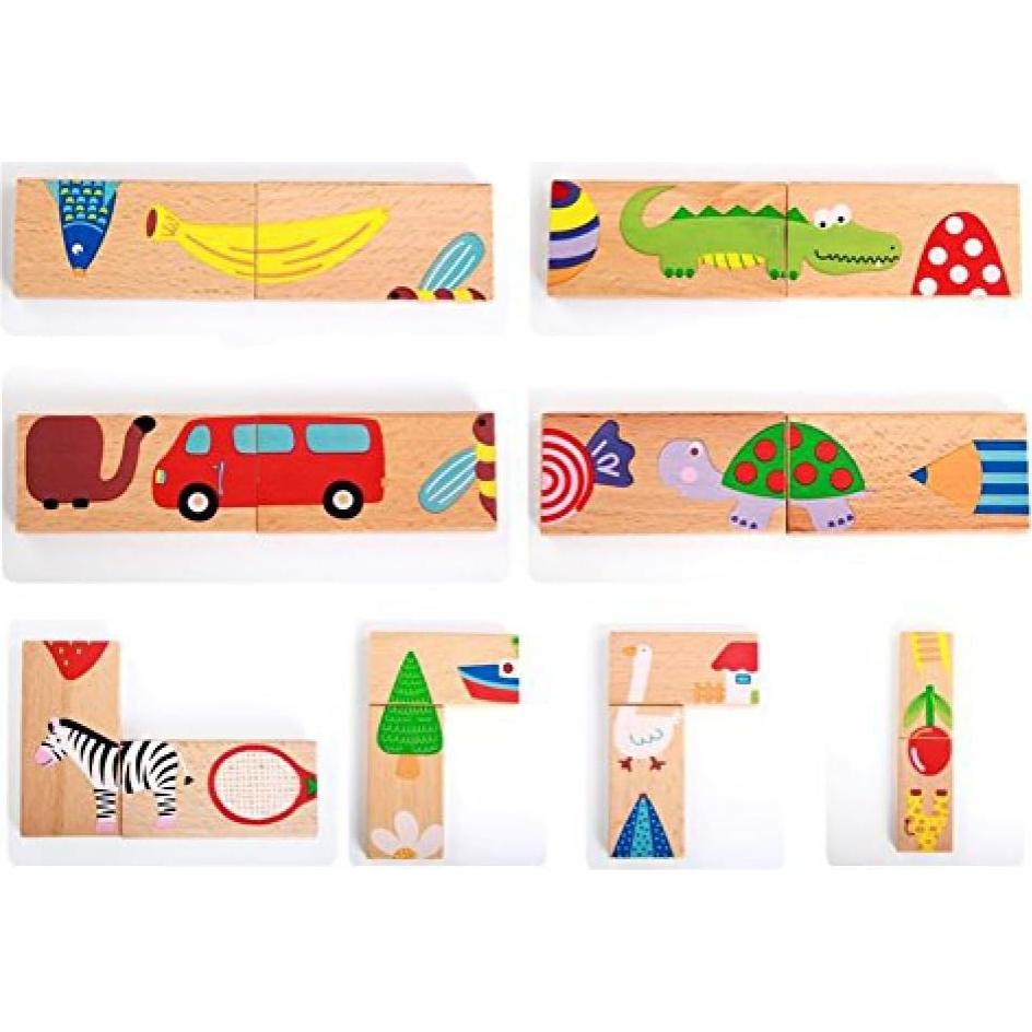 Juguete Educativo de Madera GracesDawn 28 Piezas Dominó