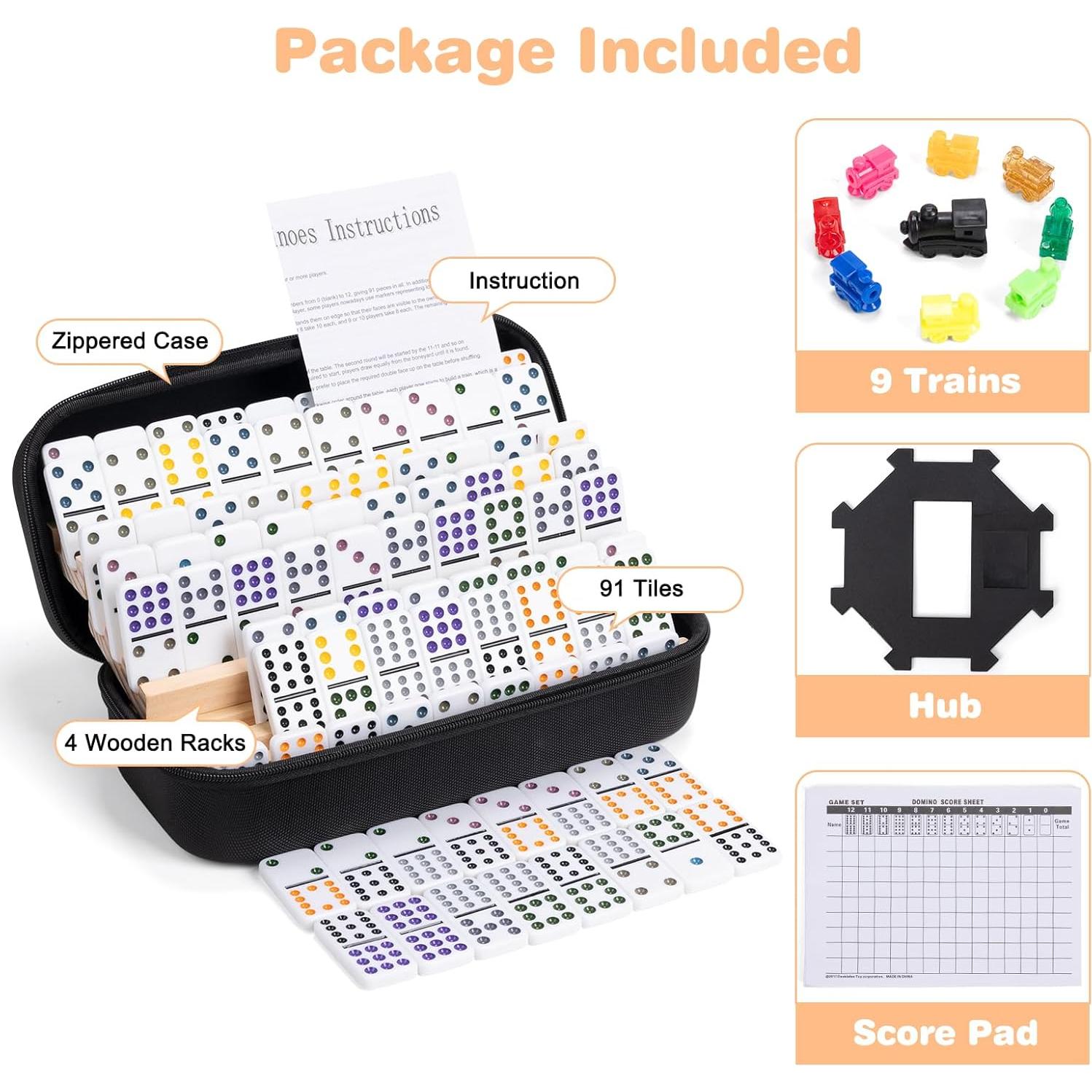 Juego de Dominó Mexicano Doble 12 Fowreny con 91 Fichas