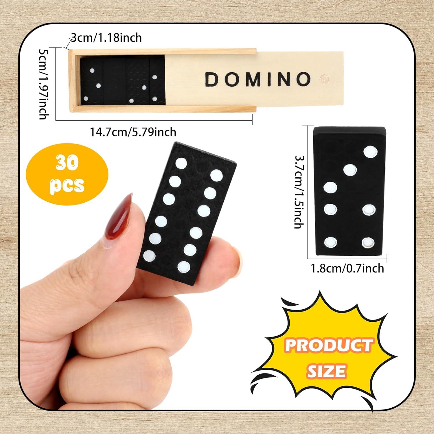 30 Juegos de Dominó de Madera Mini Kugliwa Doble 6 para Niños
