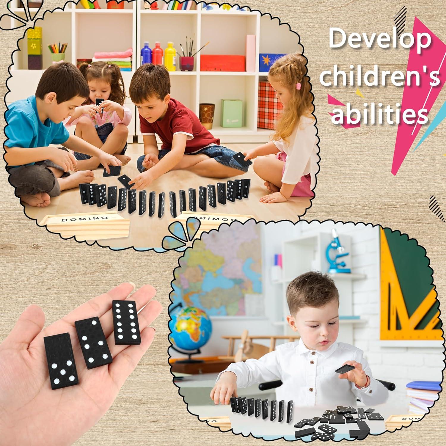 30 Juegos de Dominó de Madera Mini Kugliwa Doble 6 para Niños