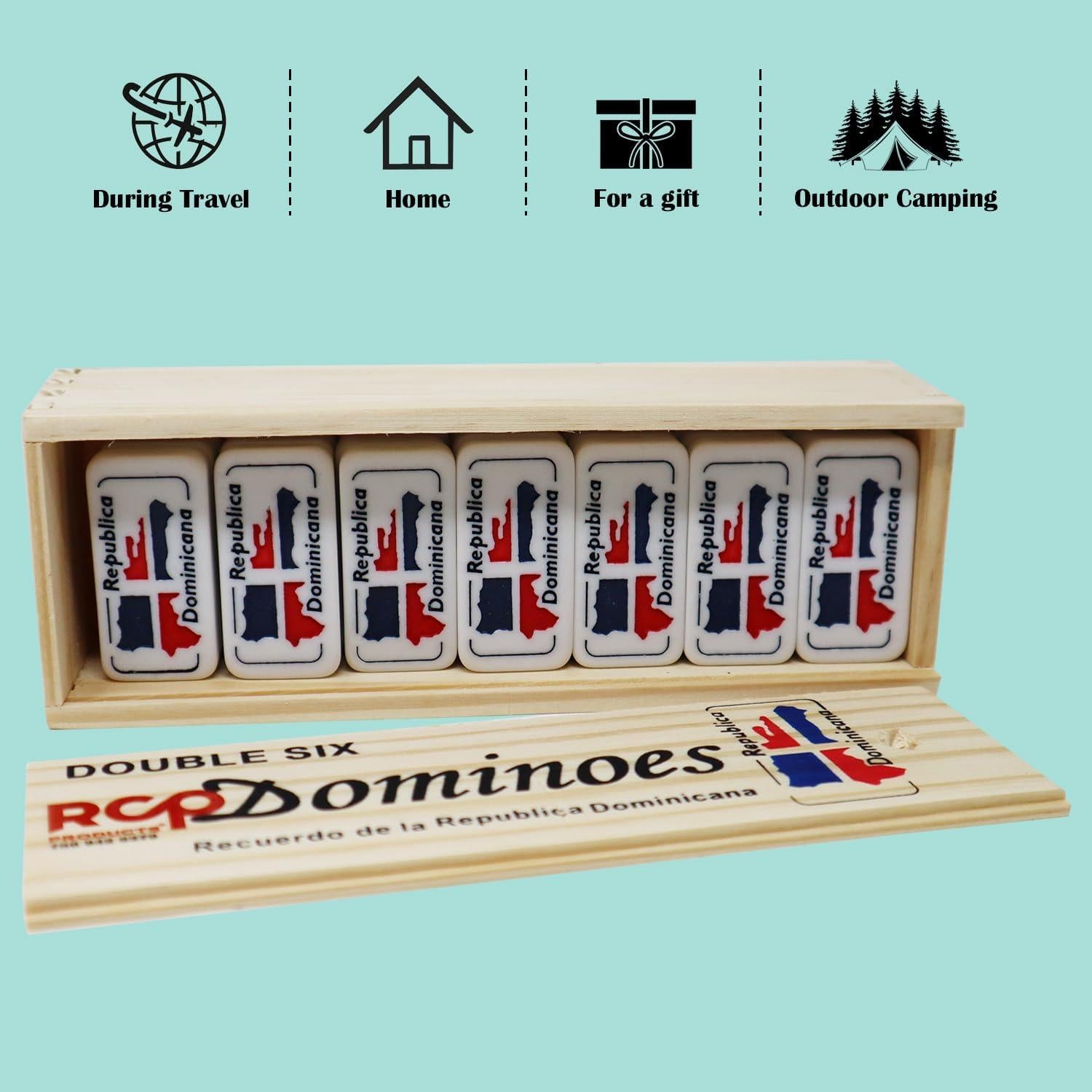 Dominó Doble 6 RCP en Caja de Madera - Fichas Grabadas