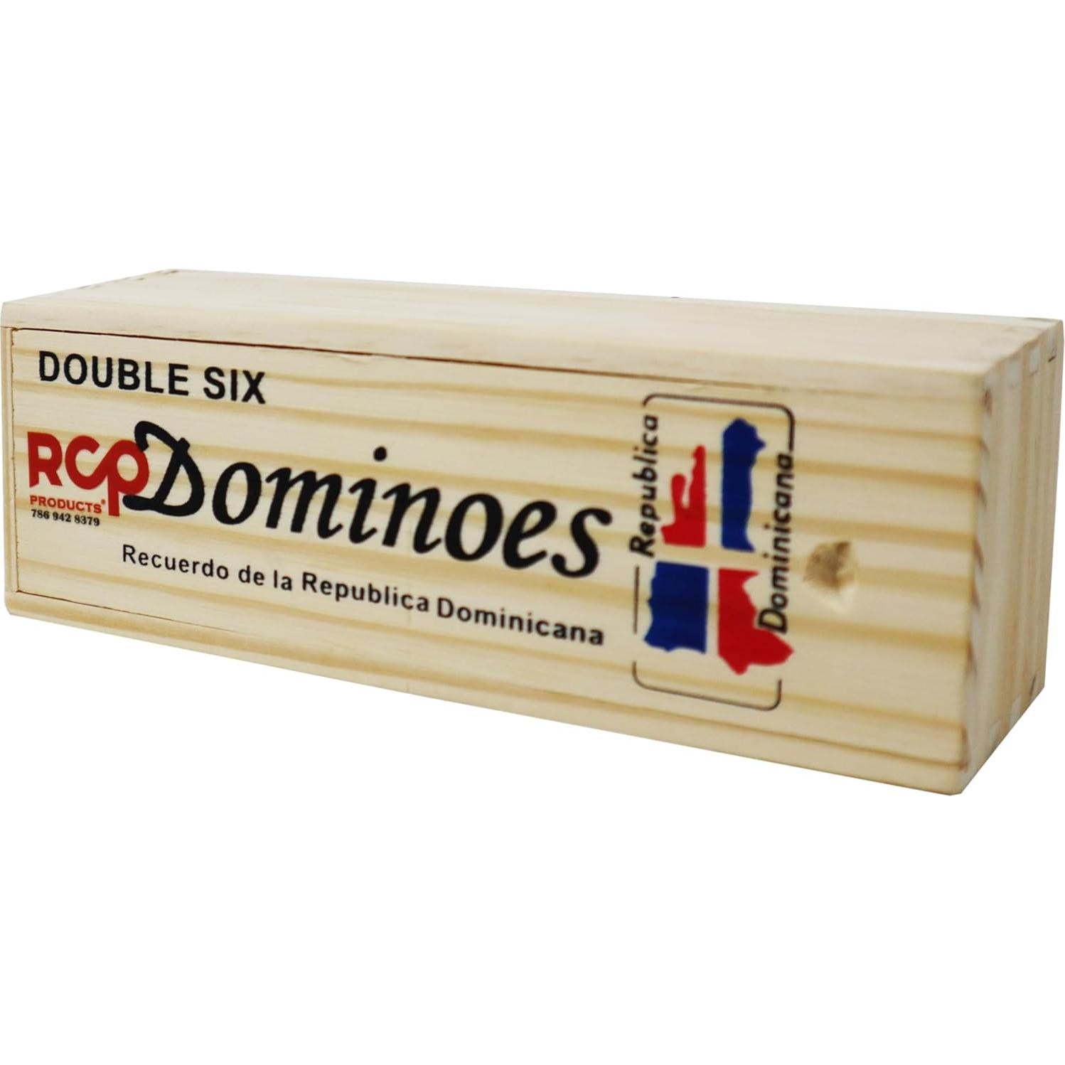 Dominó Doble 6 RCP en Caja de Madera - Fichas Grabadas