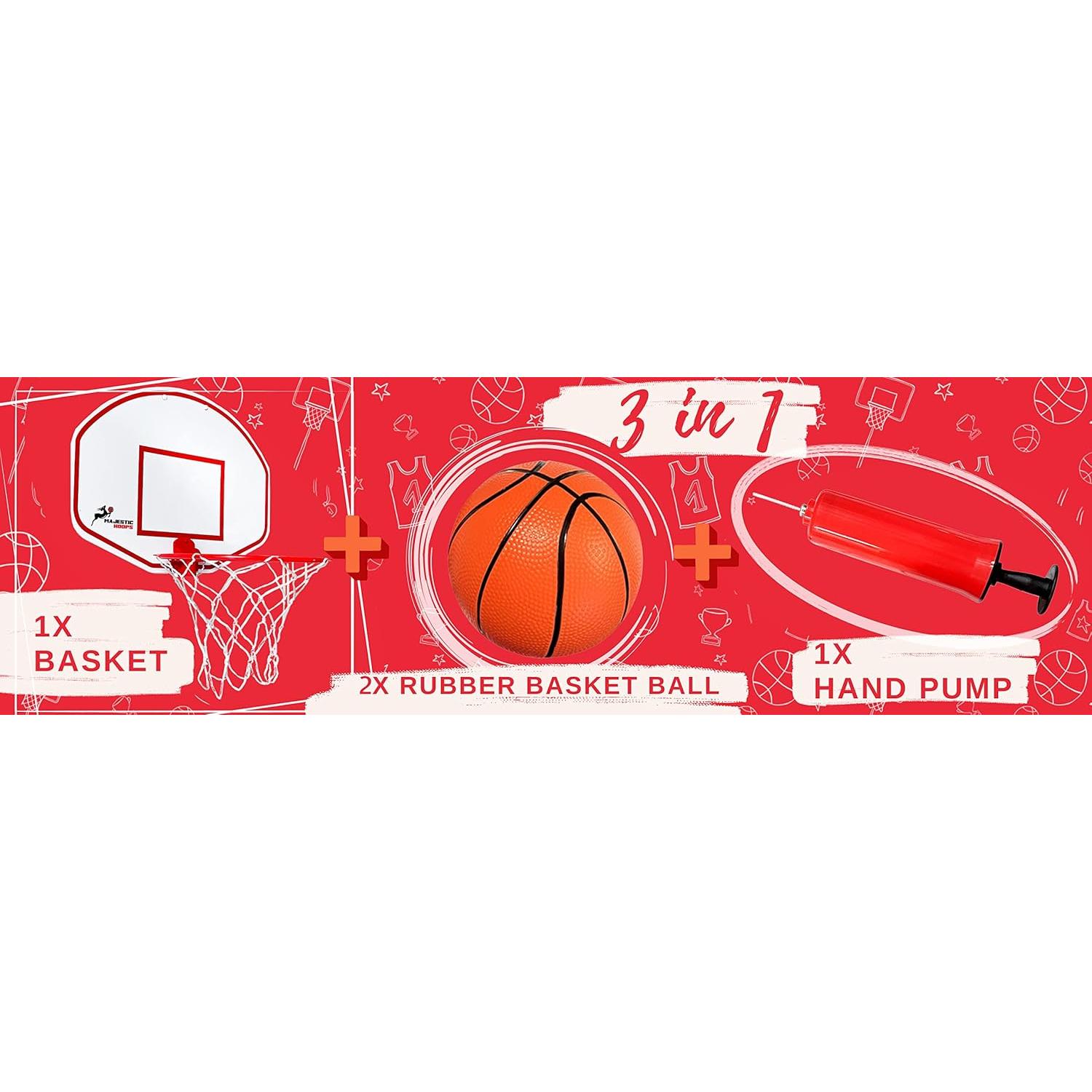Aro de Baloncesto Interior Majestic Hoops 22.5 cm con Pelota