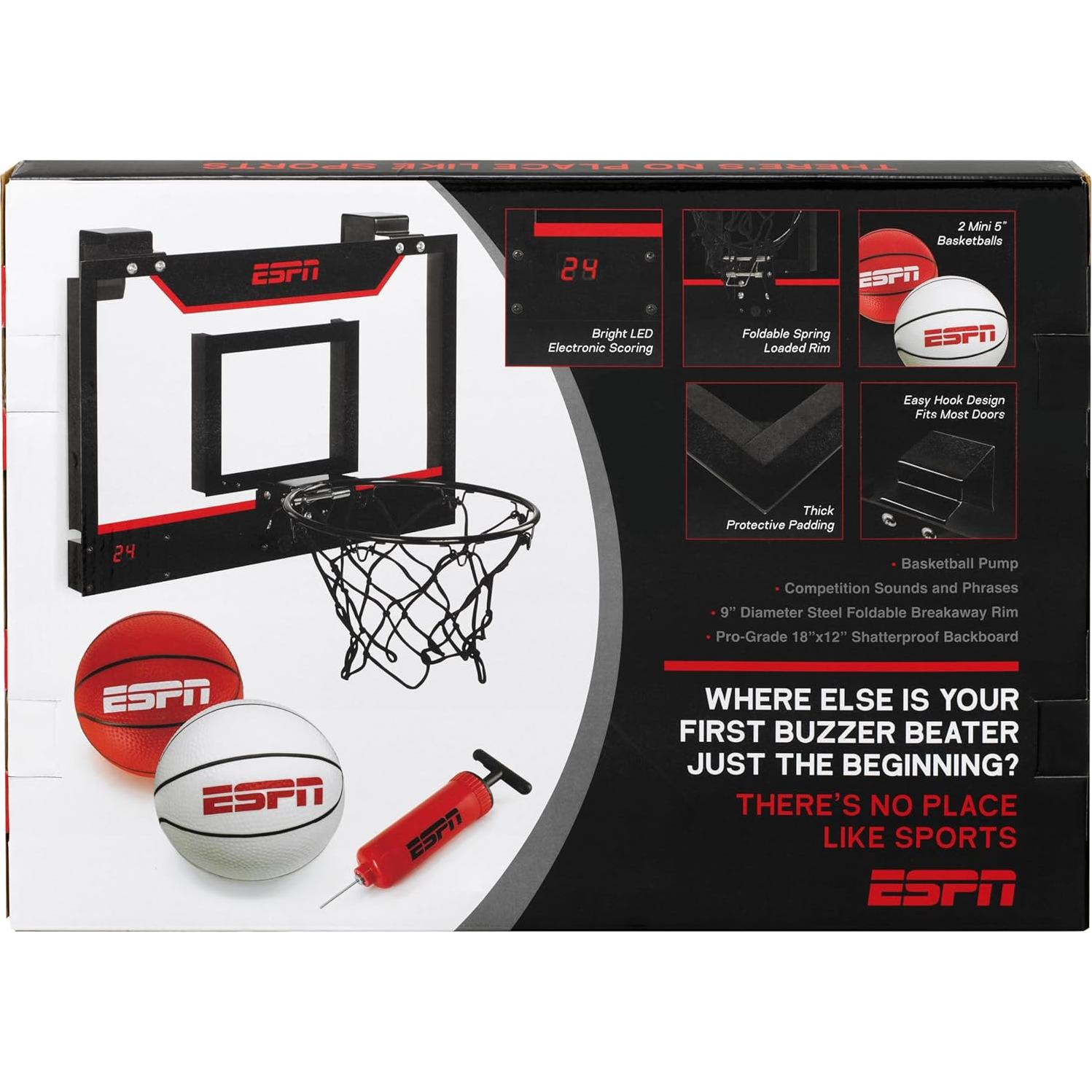 Aro de Baloncesto Mini ESPN con 2 Balones y Bomba