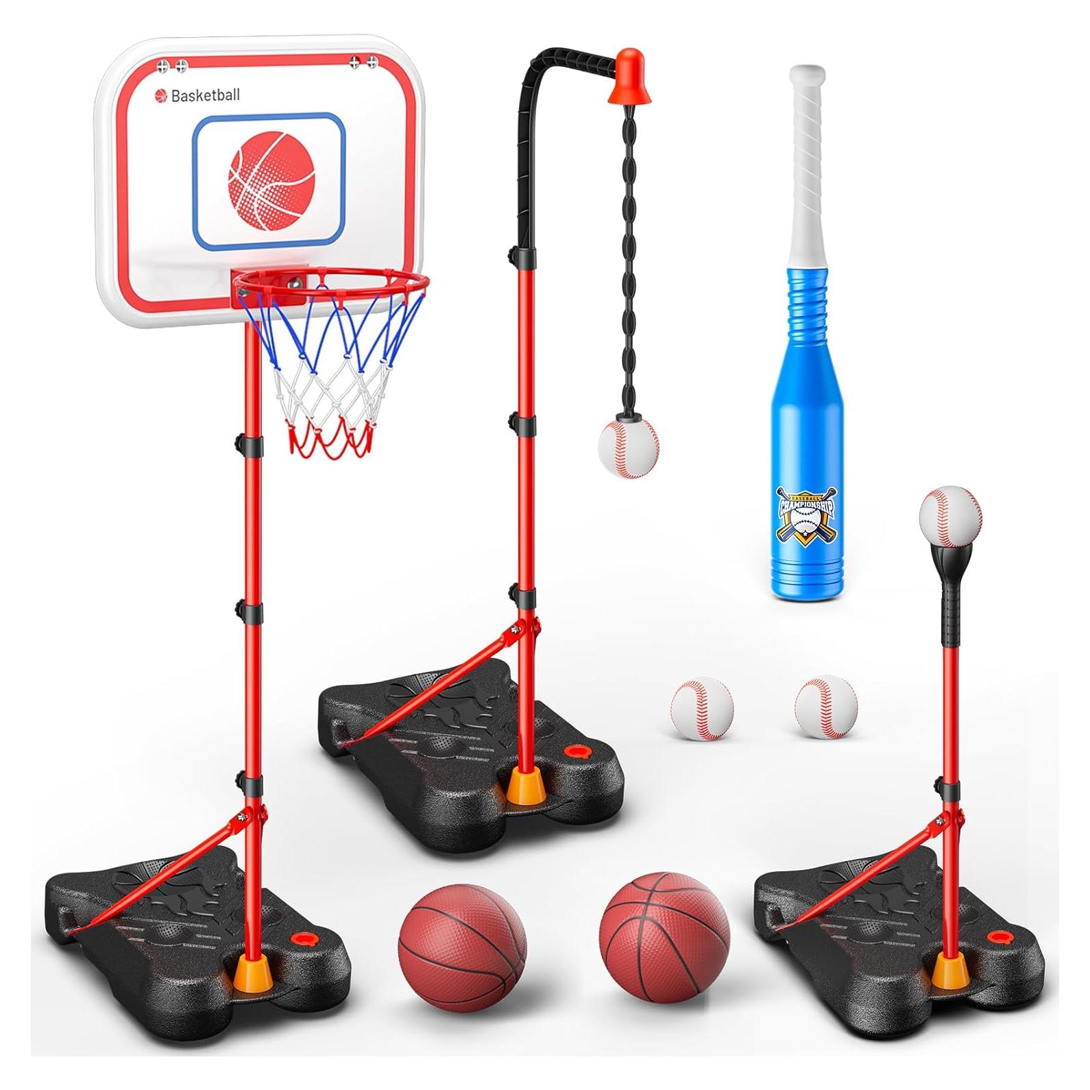 HopeRock Set 2 en 1 Canasta de Baloncesto y Béisbol Ajustable