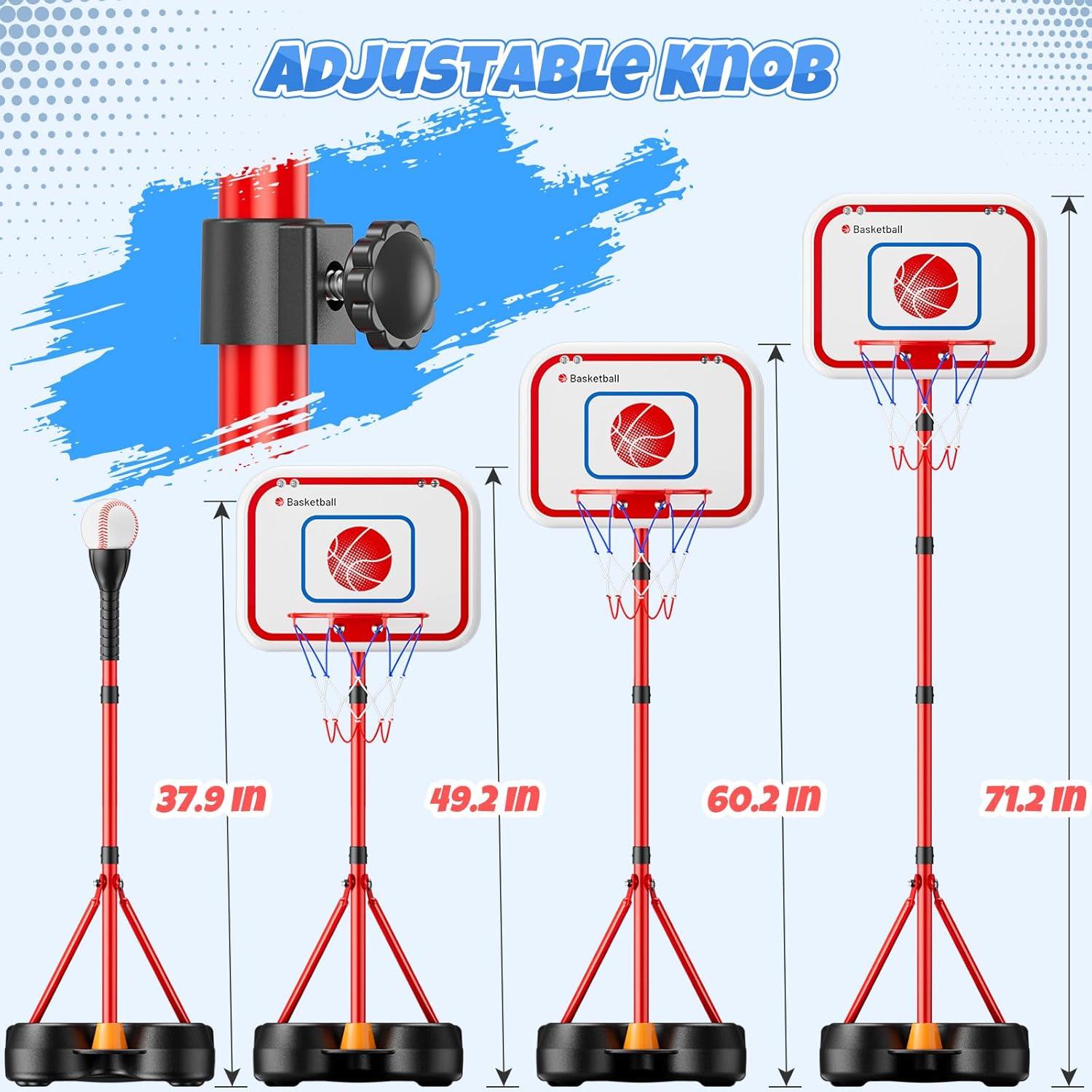 HopeRock Set 2 en 1 Canasta de Baloncesto y Béisbol Ajustable