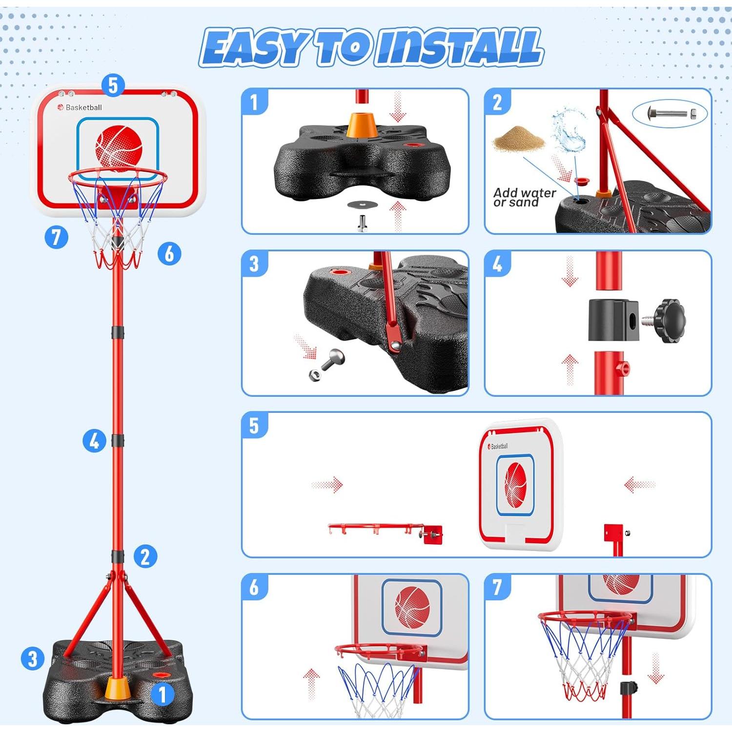 HopeRock Set 2 en 1 Canasta de Baloncesto y Béisbol Ajustable