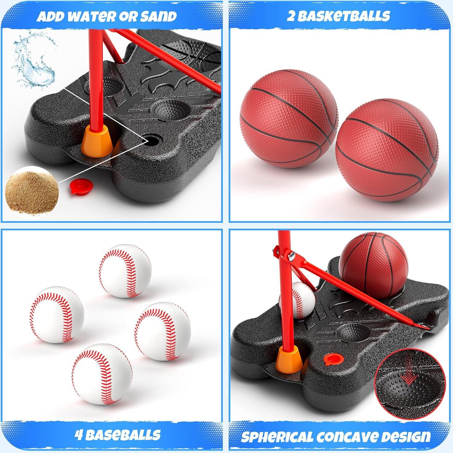 HopeRock Set 2 en 1 Canasta de Baloncesto y Béisbol Ajustable