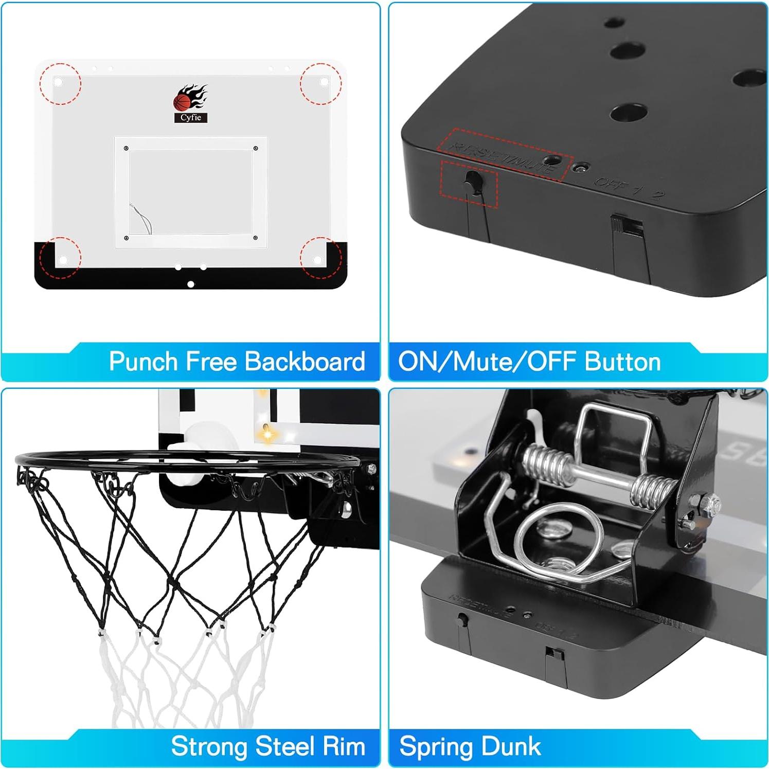 Aro de Baloncesto Mini Cyfie con Luz LED y Marcador