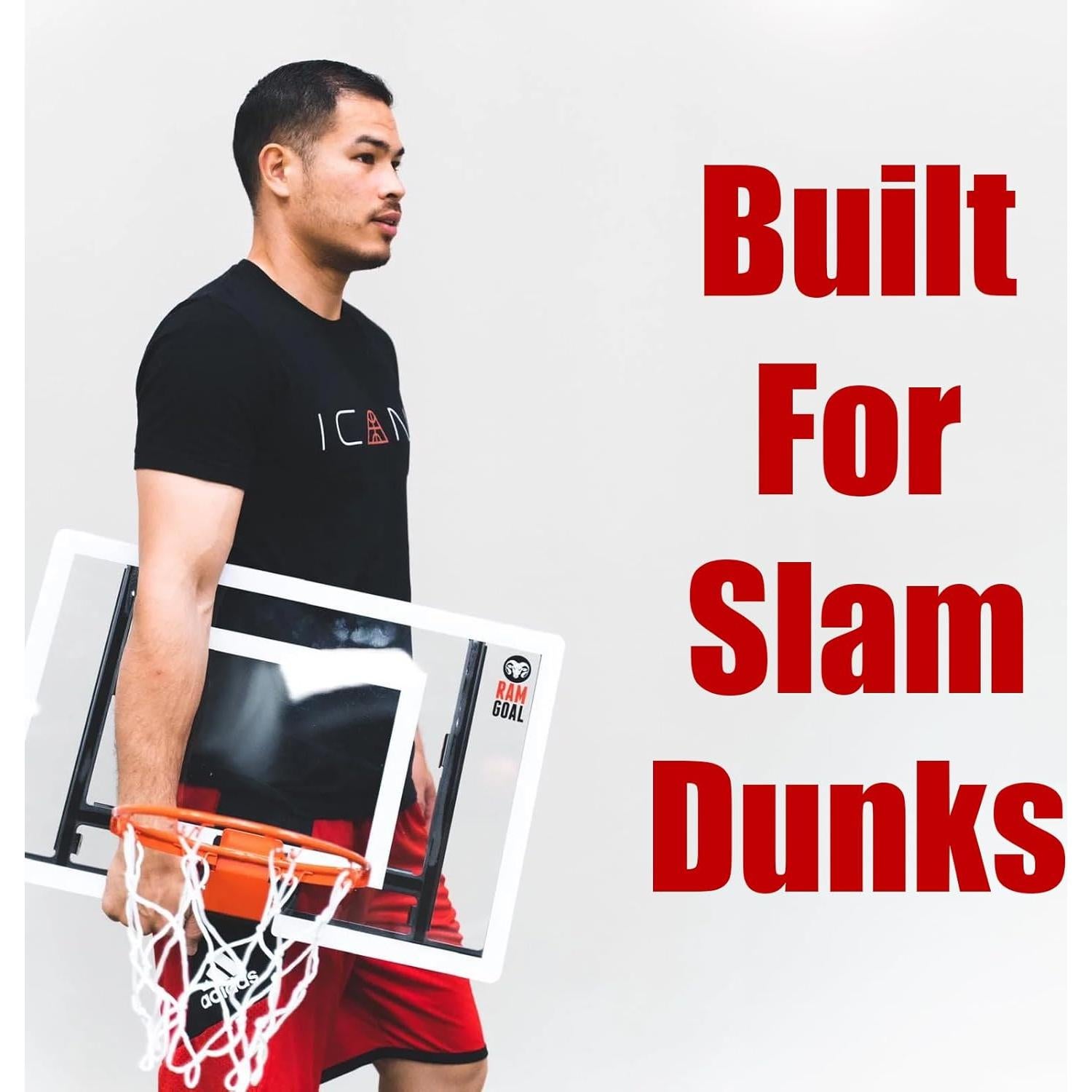 Aro de Baloncesto Mini RAMgoal Ajustable Pared 61 cm con Pelota