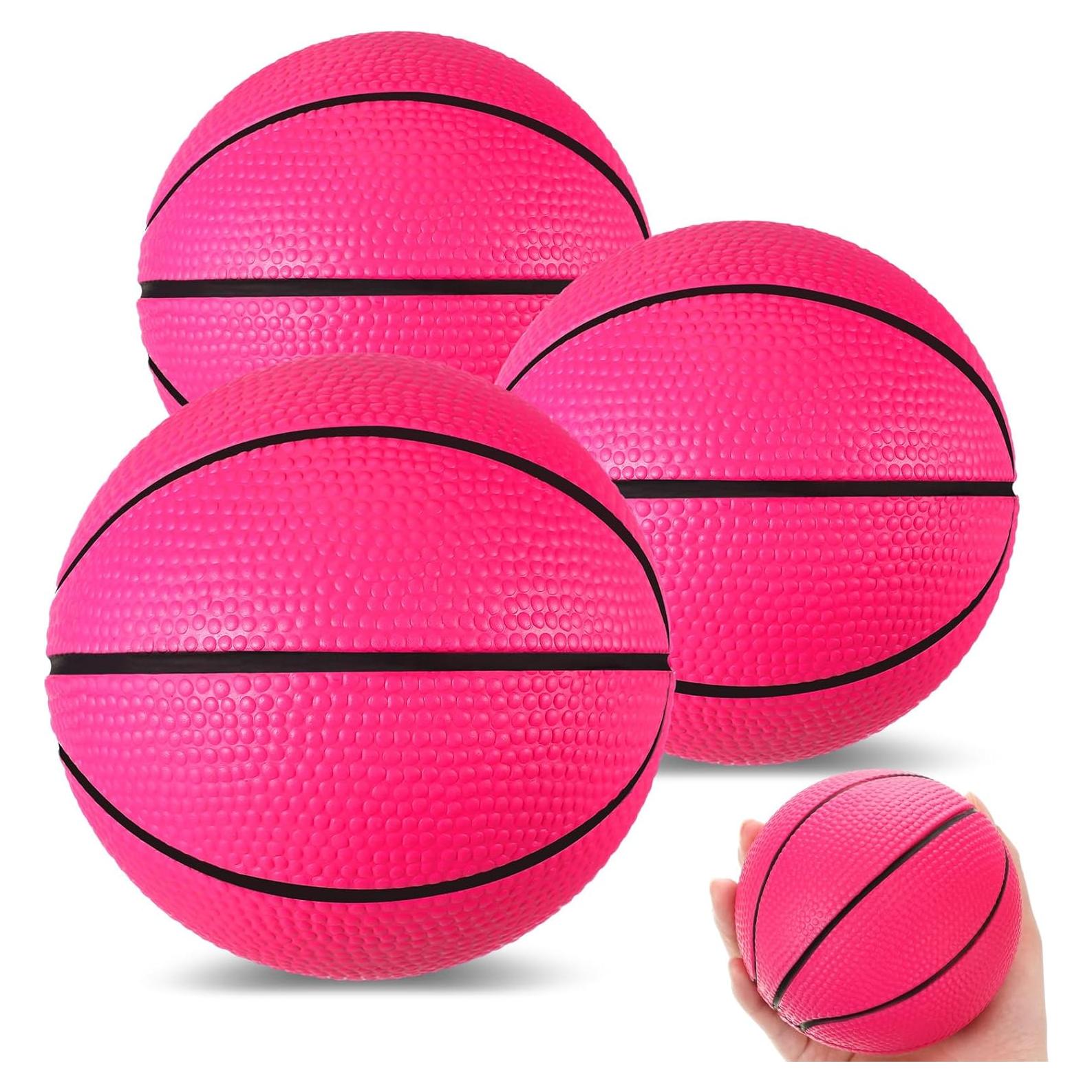 3 Mini Balones de Baloncesto de Espuma Rosa 10 cm - MiniInflat