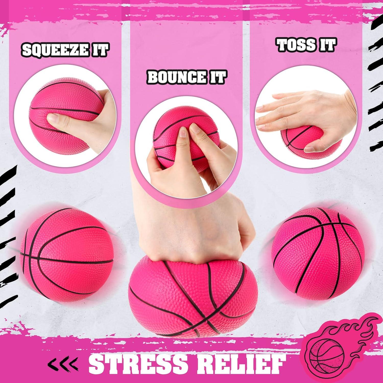 3 Mini Balones de Baloncesto de Espuma Rosa 10 cm - MiniInflat