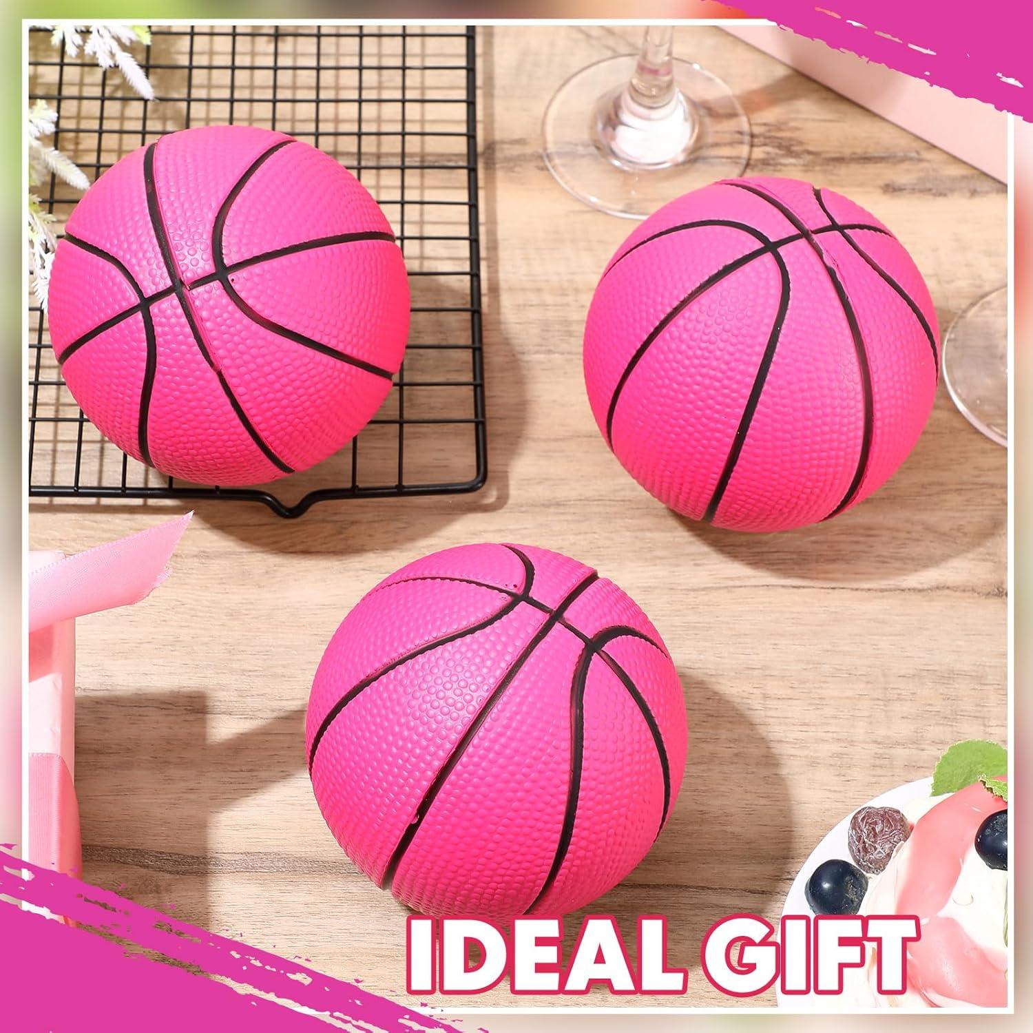 3 Mini Balones de Baloncesto de Espuma Rosa 10 cm - MiniInflat