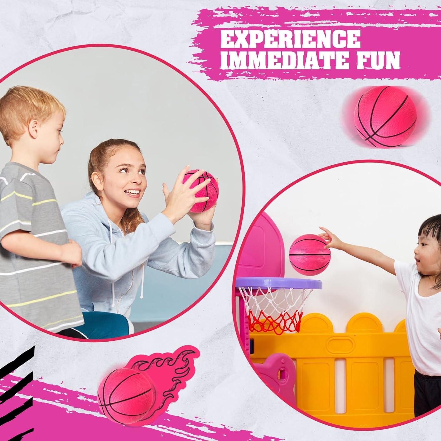 3 Mini Balones de Baloncesto de Espuma Rosa 10 cm - MiniInflat