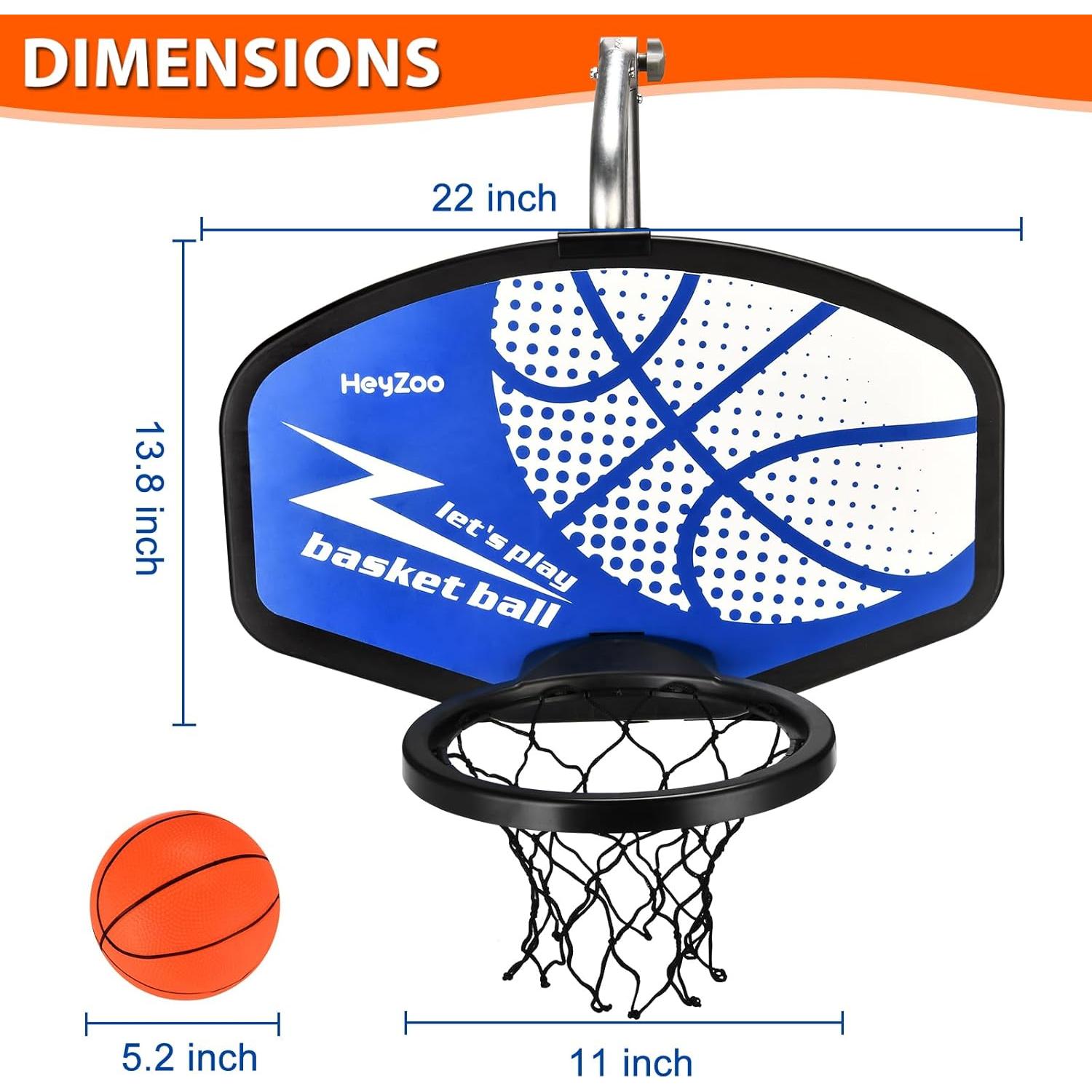 Aro de Baloncesto HeyZoo para Trampolín Ajustable con Pelotas