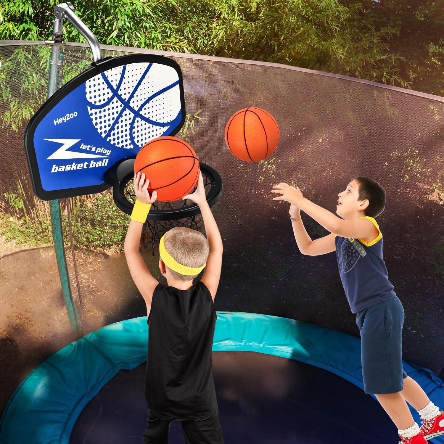 Aro de Baloncesto HeyZoo para Trampolín Ajustable con Pelotas